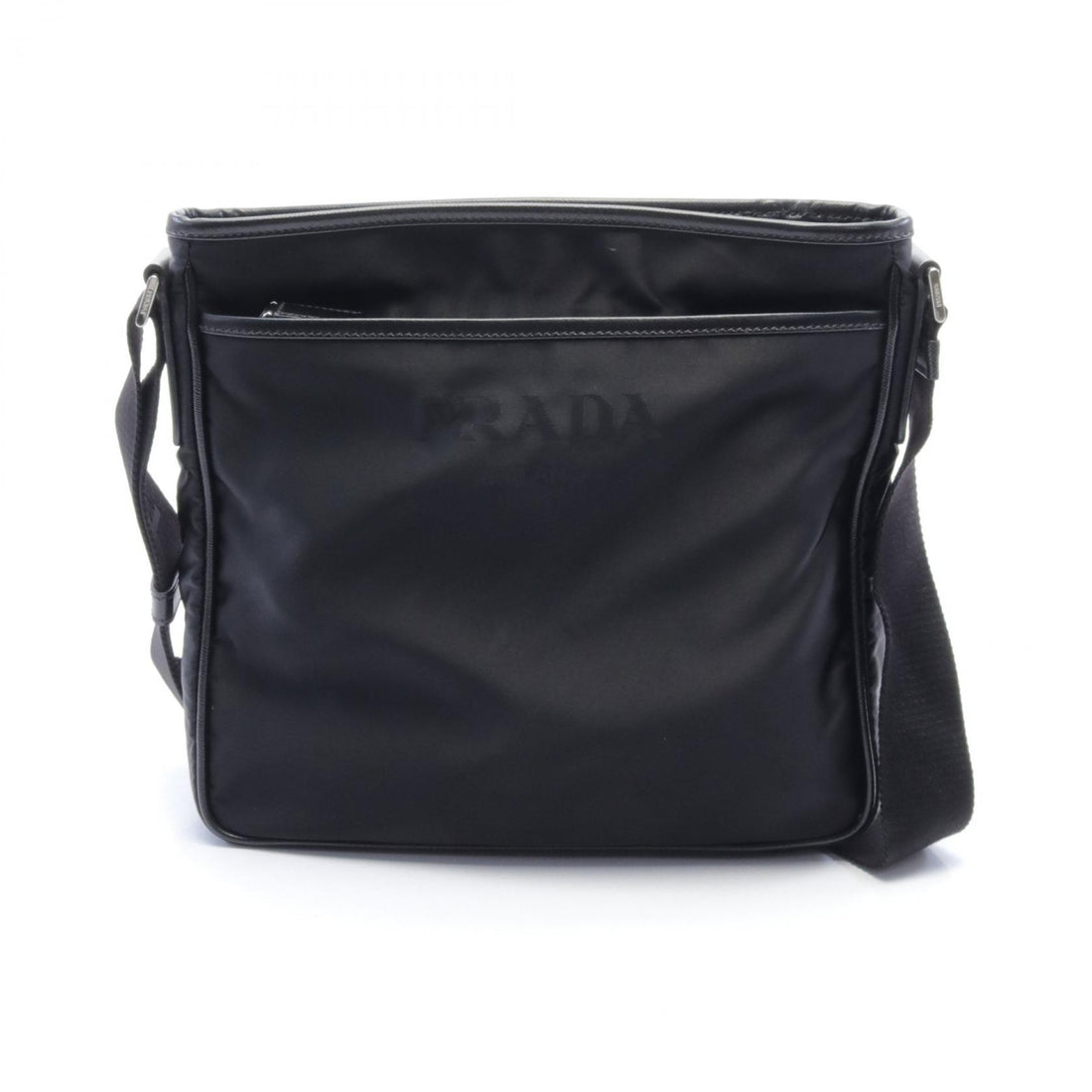 Prada Nylon Leather Shoulder Bag Black