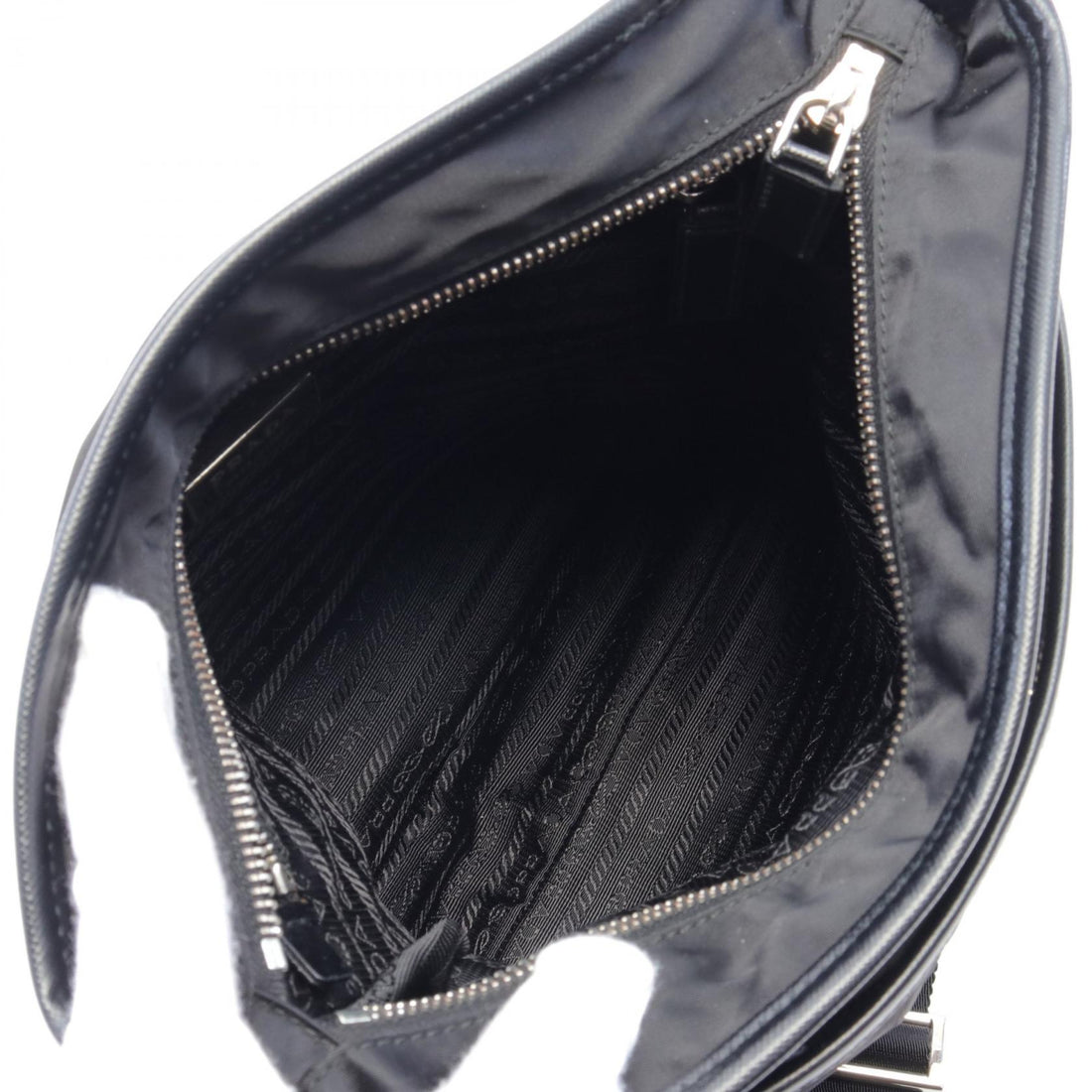 Prada Nylon Leather Shoulder Bag Black