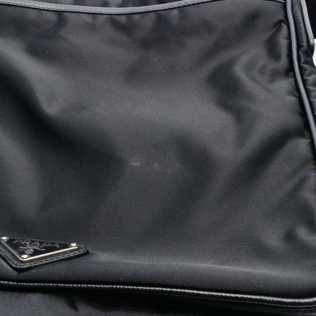 Prada Nylon Leather Shoulder Bag Black