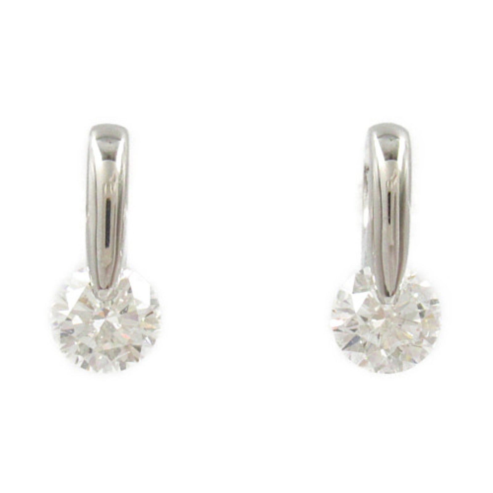 LuxUness Platinum Diamond Stud Earrings  Metal Earrings in Very Good Condition