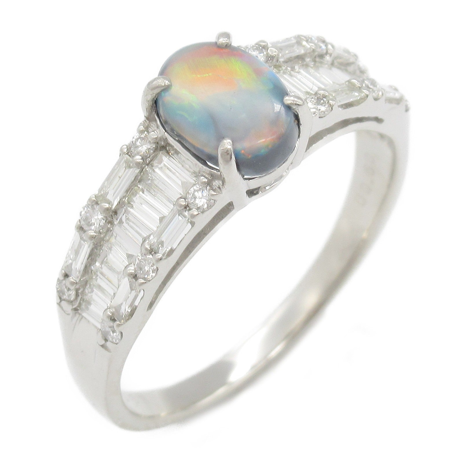 LuxUness Platinum Opal Diamond Ring  Metal Ring in Great Condition