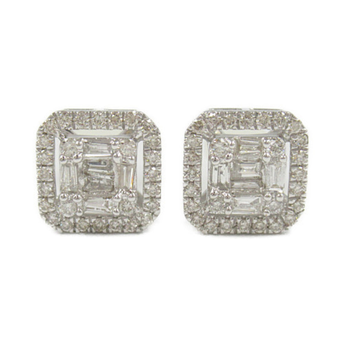 K18WG White Gold Diamond Earrings