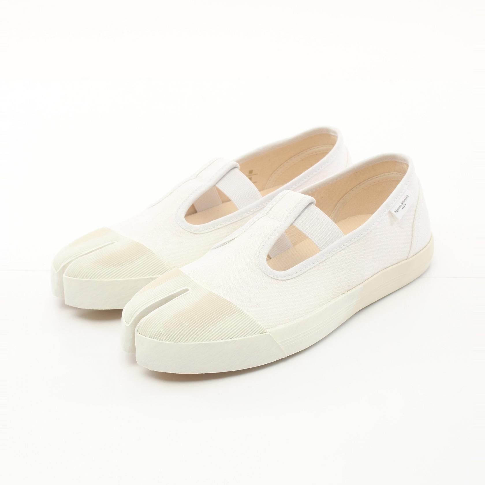 Maison Margiela Canvas Leather Tabi Mary Jane Slip-On Shoes