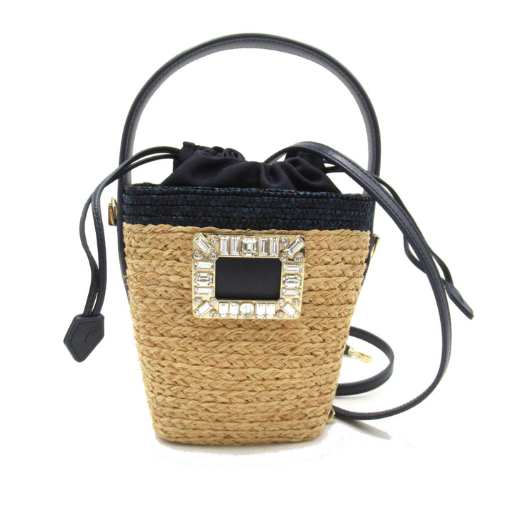 Roger Vivier Viv' Skate Raffia Basket Bag Natural Material Handbag in Great Condition