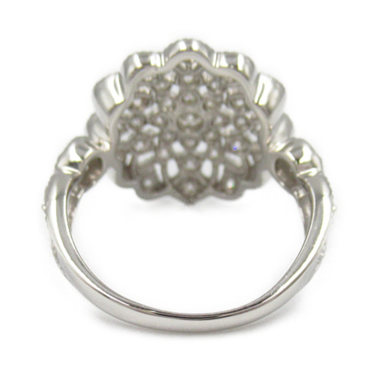 LuxUness Platinum Diamond Flower Ring  Metal Ring in Great Condition