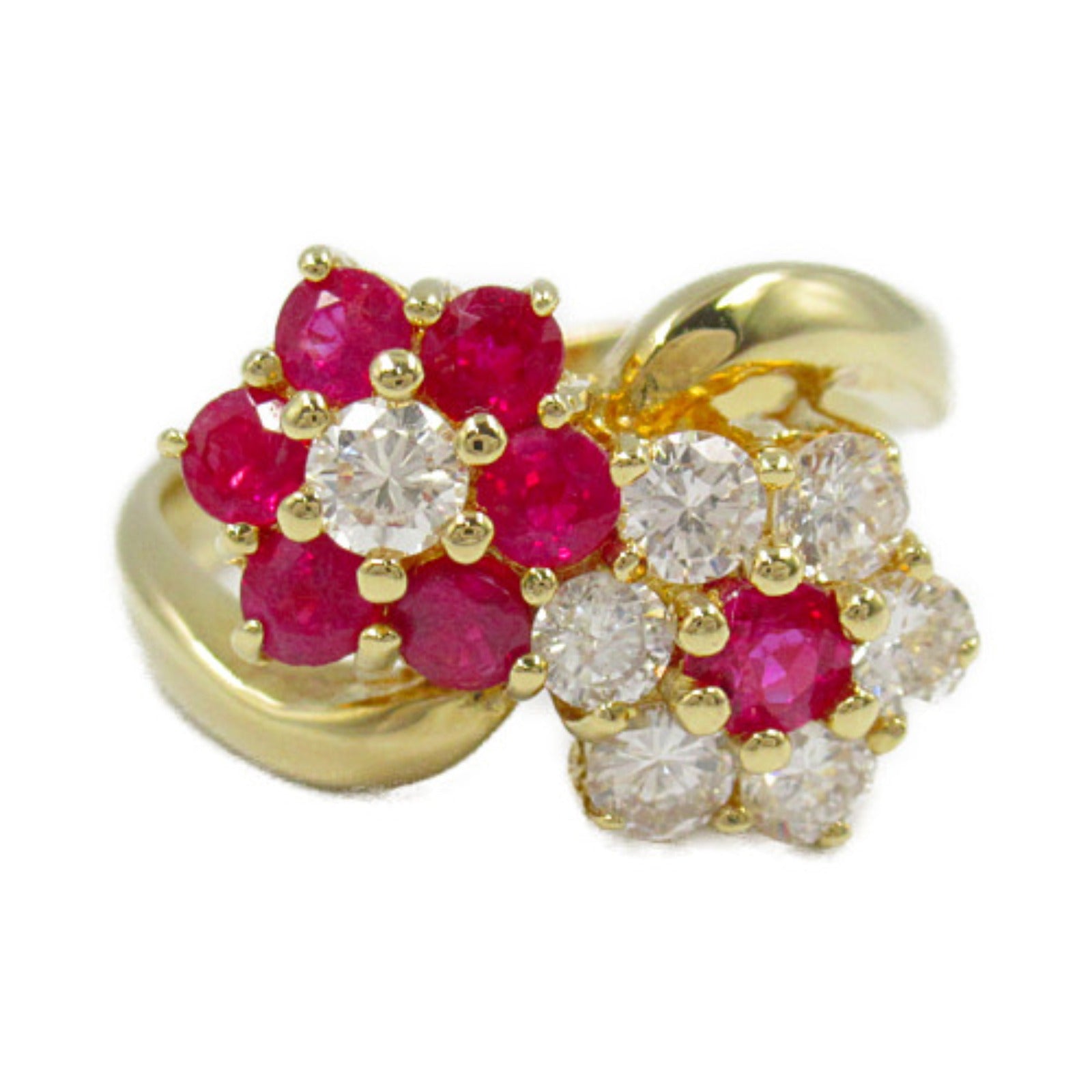 Ruby Diamond Ring K18 Yellow Gold Jewelry