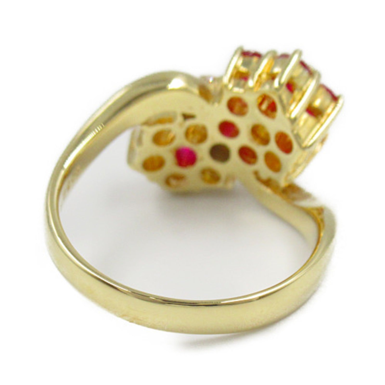 Ruby Diamond Ring K18 Yellow Gold Jewelry