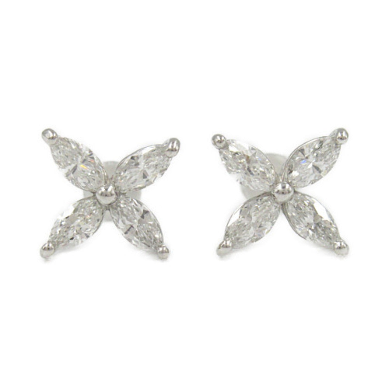 LuxUness Platinum Flower Stud Earrings  Metal Earrings in Great Condition