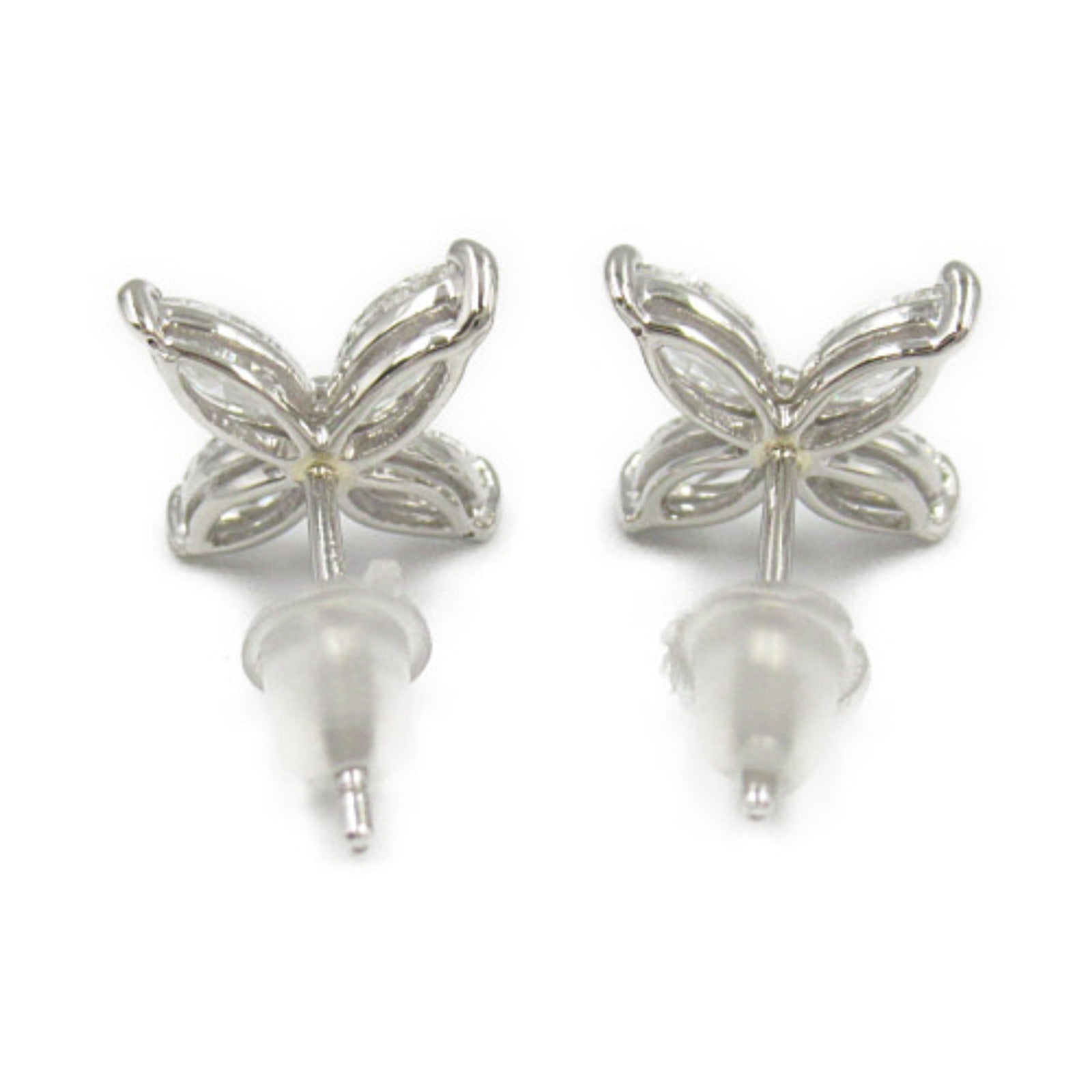 LuxUness Platinum Flower Stud Earrings  Metal Earrings in Great Condition