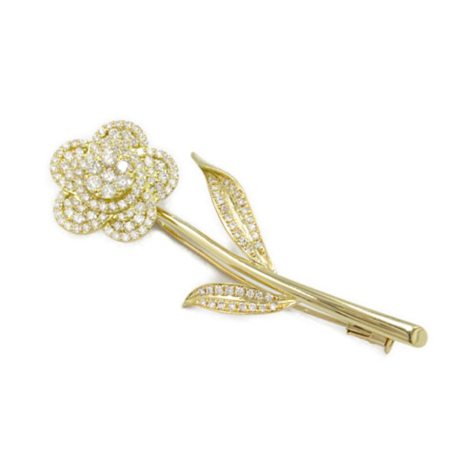 K18 Yellow Gold Diamond Brooch Jewelry