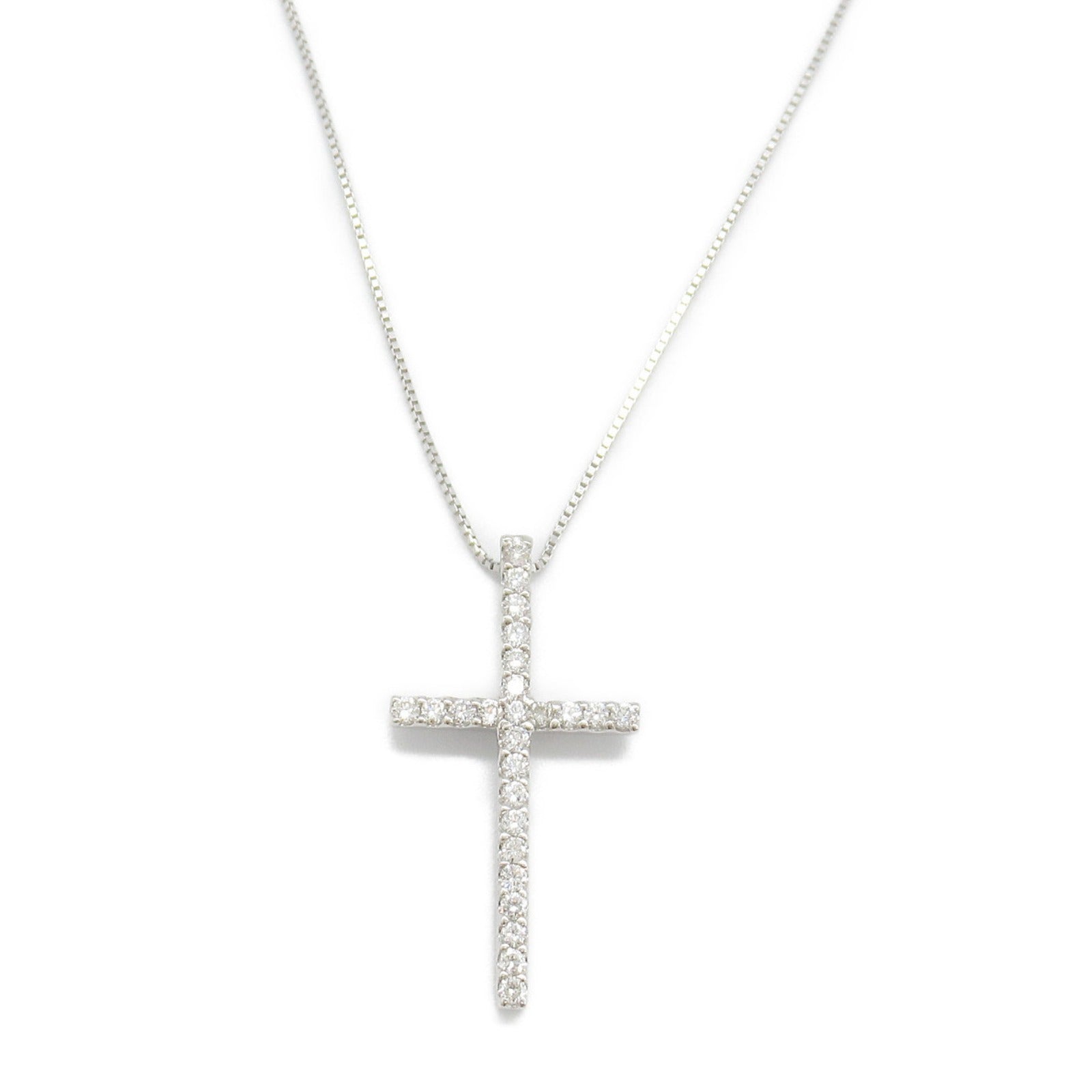 LuxUness 18K Diamond Cross Necklace  Metal Necklace in Great Condition