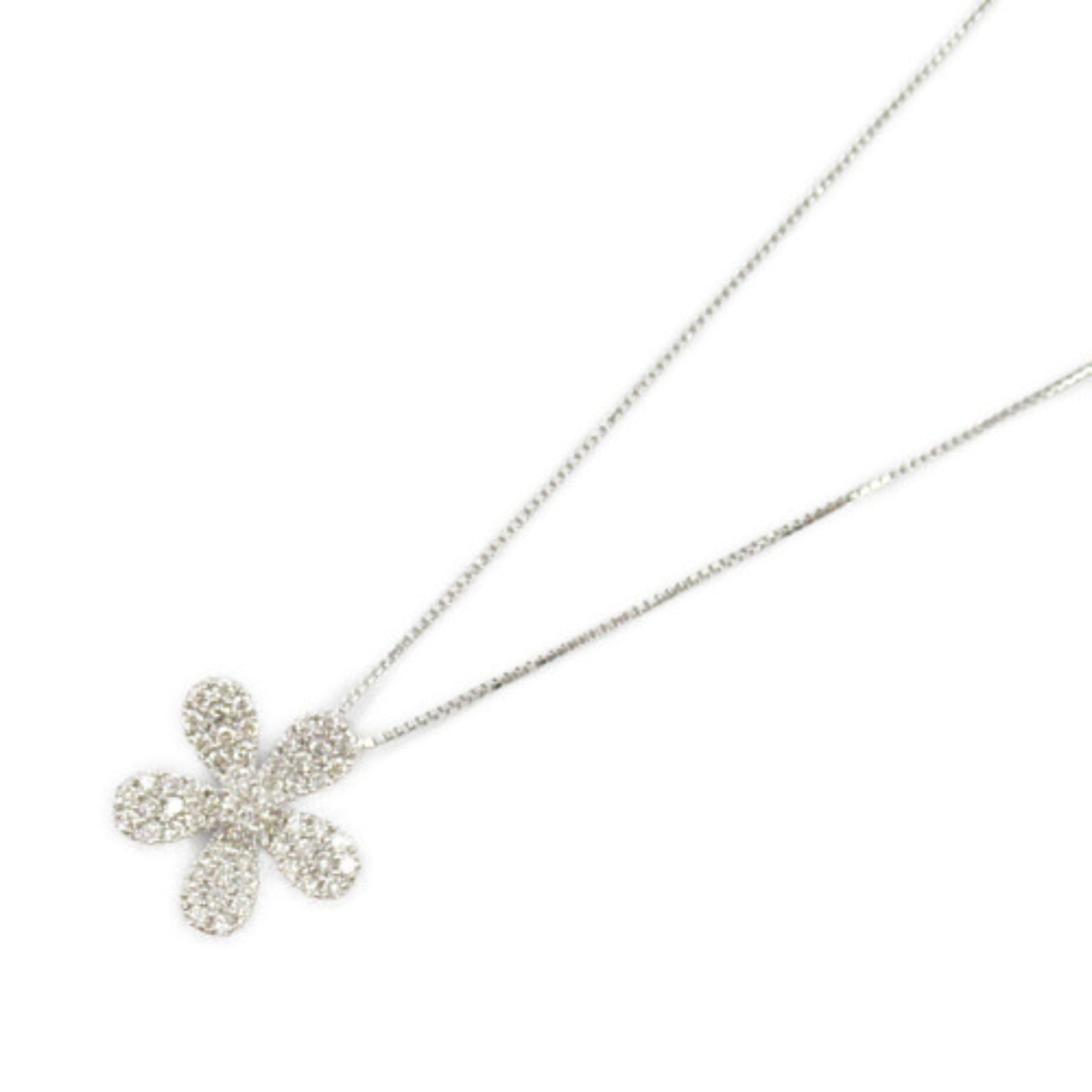 LuxUness 18K Diamond Flower Necklace  Metal Necklace in Great Condition