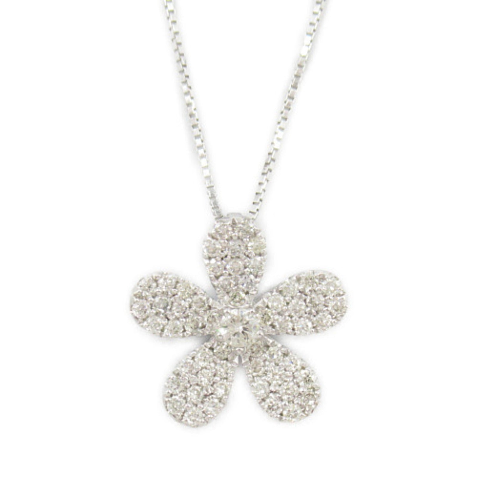 LuxUness 18K Diamond Flower Necklace  Metal Necklace in Great Condition