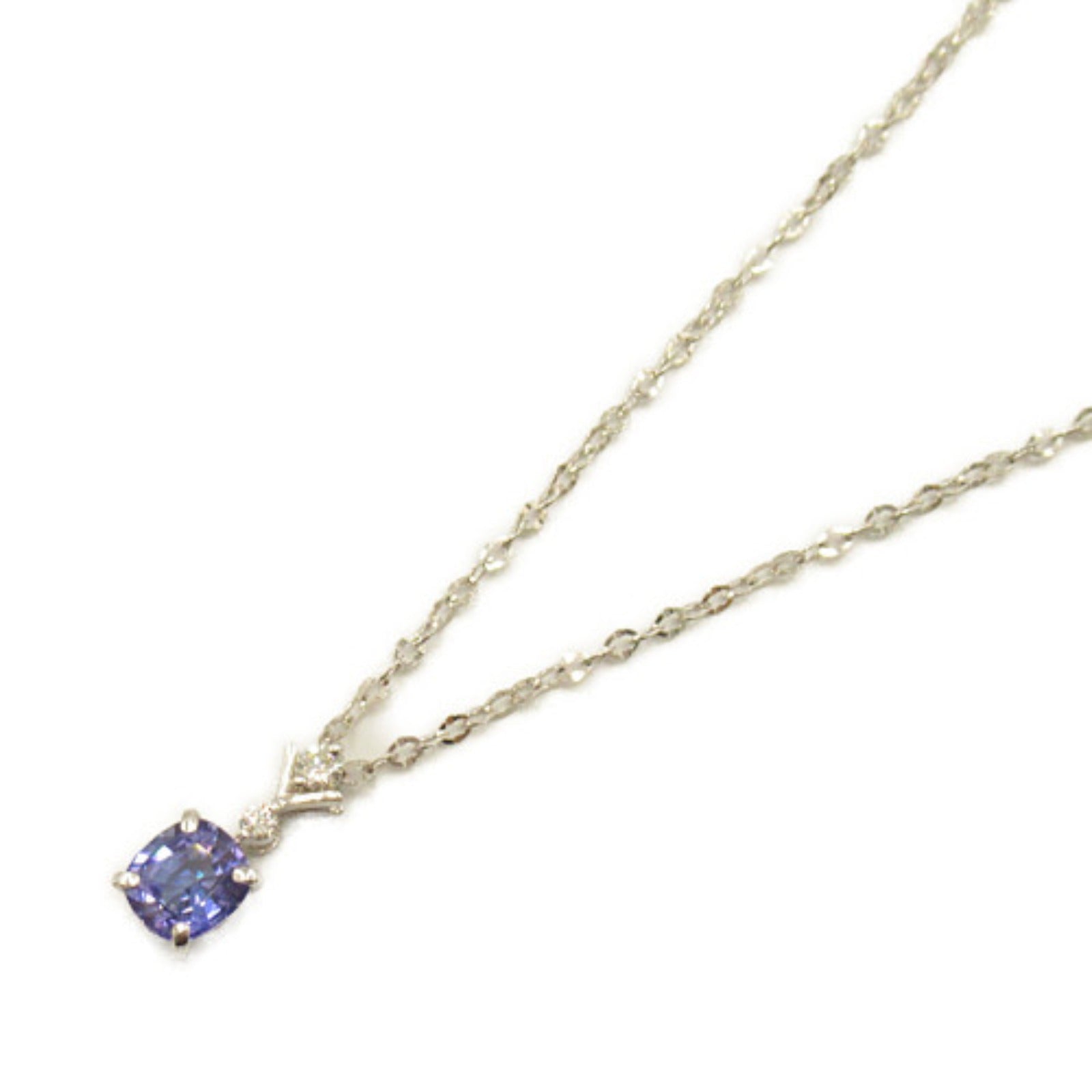 Tanzanite Diamond Necklace K18WG White Gold