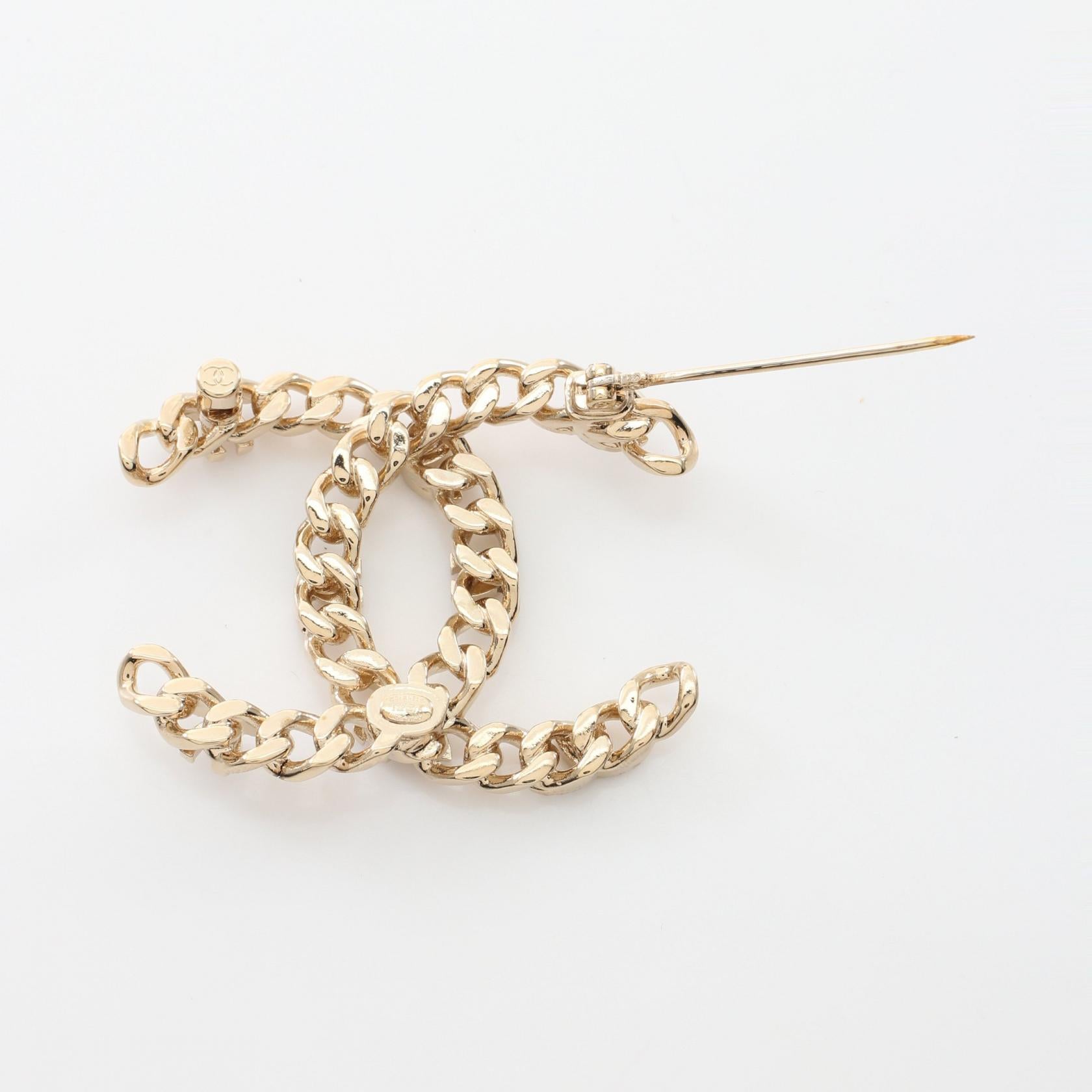 Chanel Coco Mark Brooch Gold Rhinestone