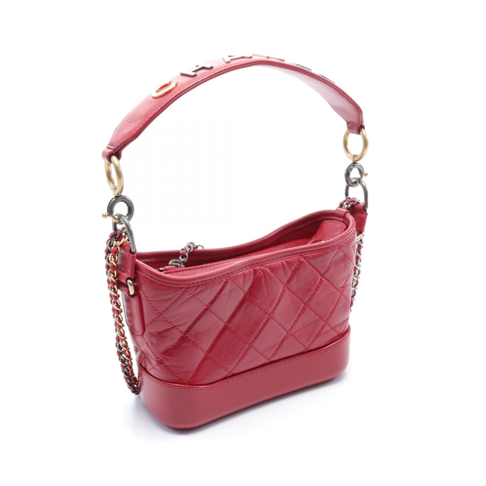 Chanel Gabrielle Small Hobo Shoulder Bag Red Leather