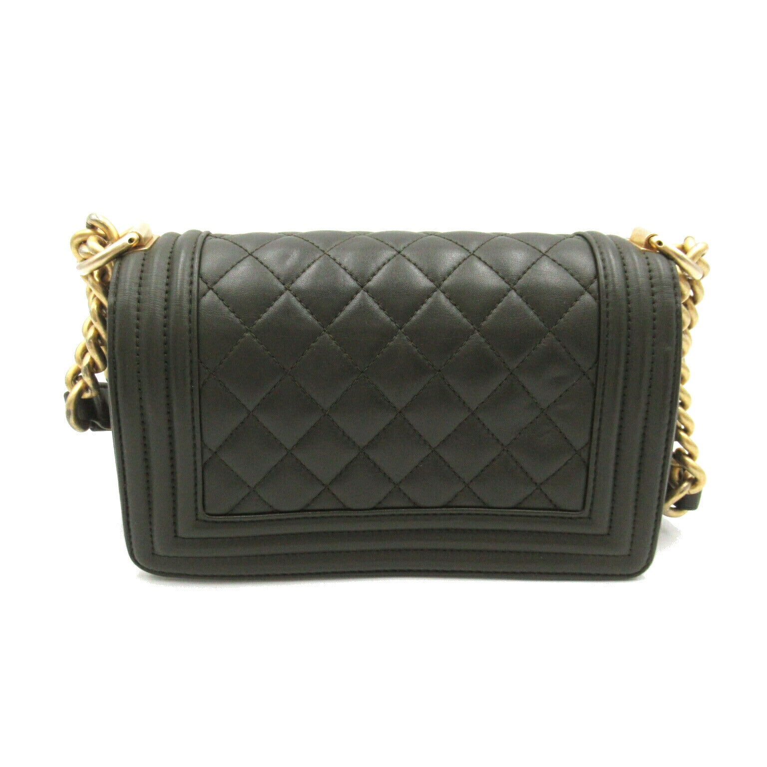 Chanel Leather Shoulder Bag Olive Green