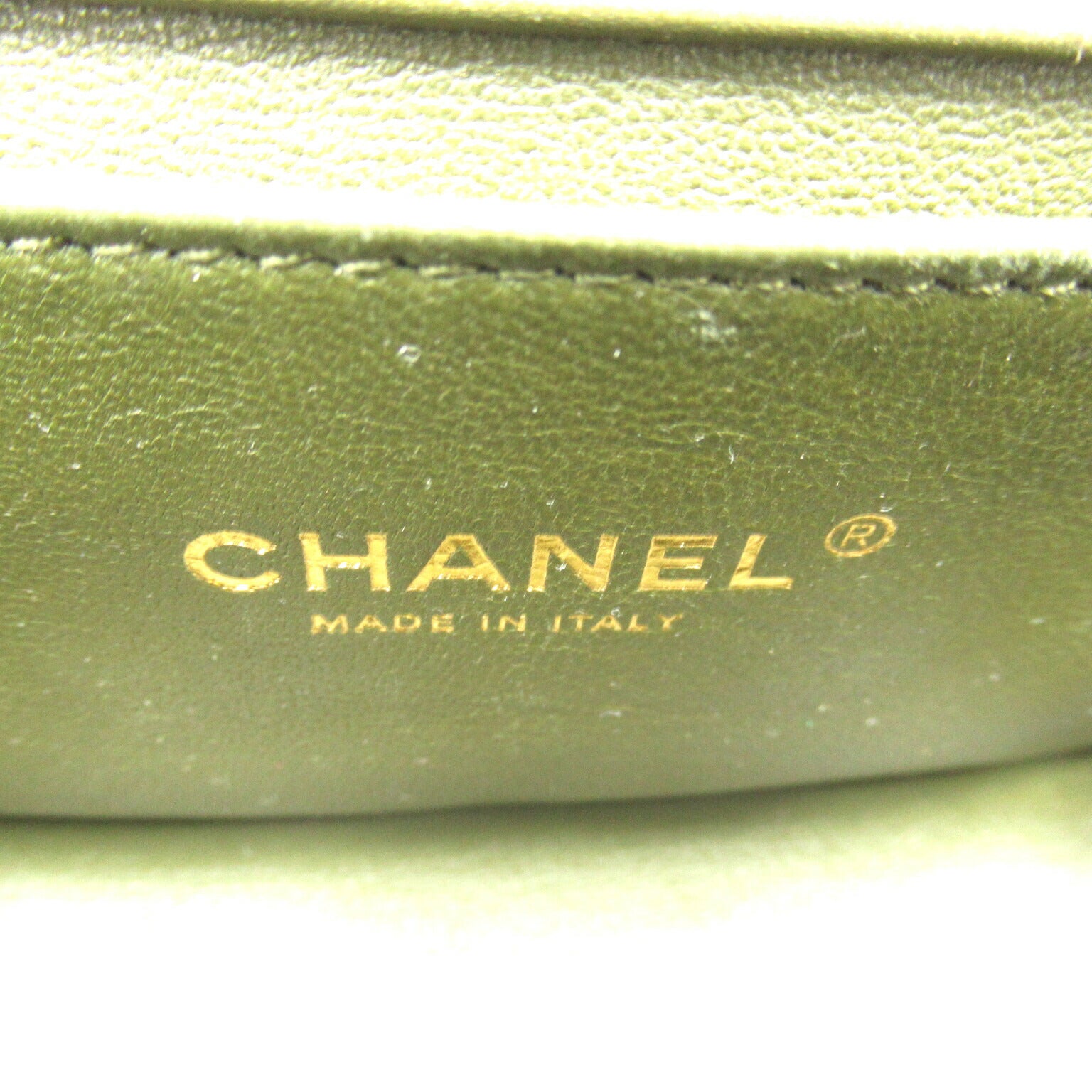 Chanel Leather Shoulder Bag Olive Green