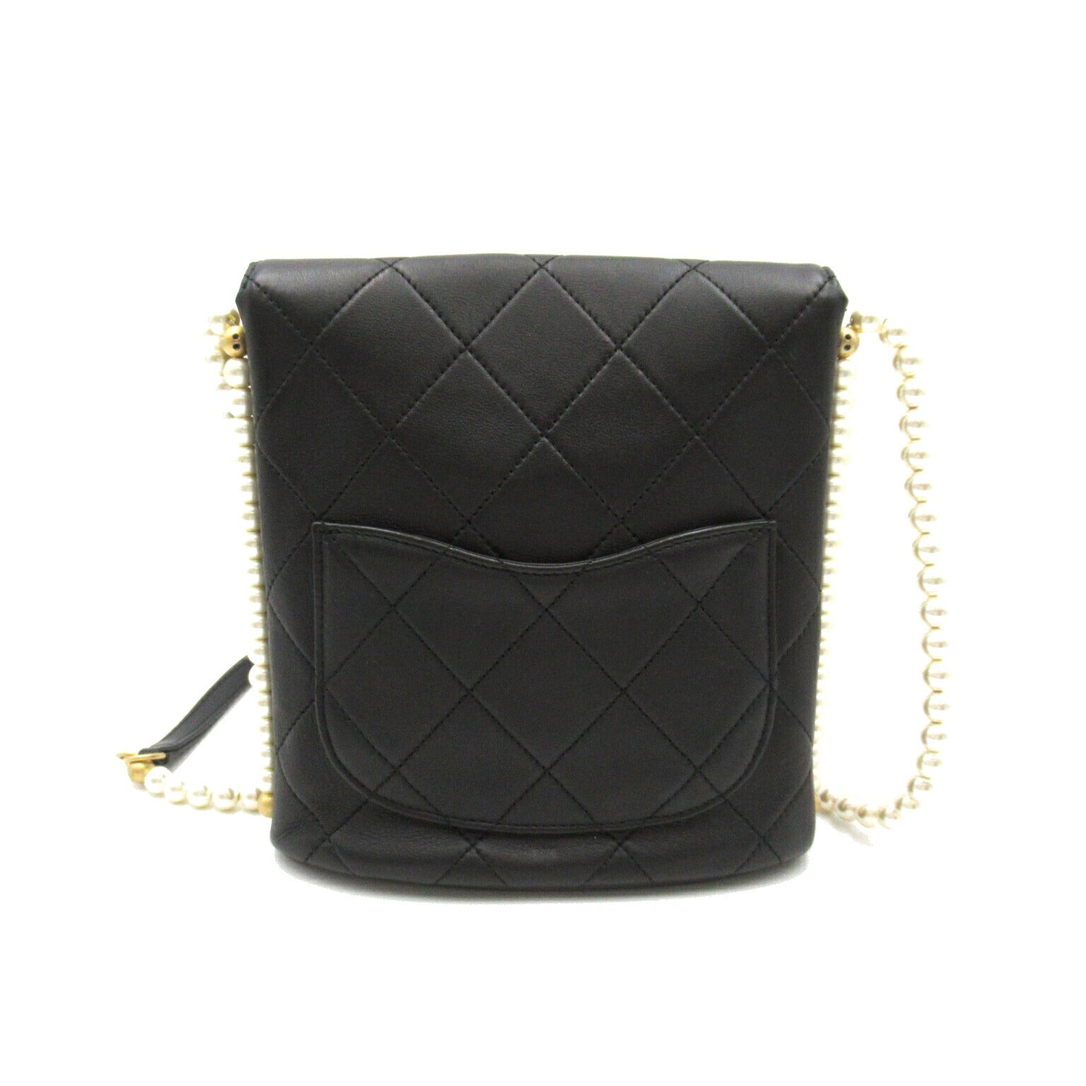 Chanel Matelasse Pearl Chain Shoulder Bag Black