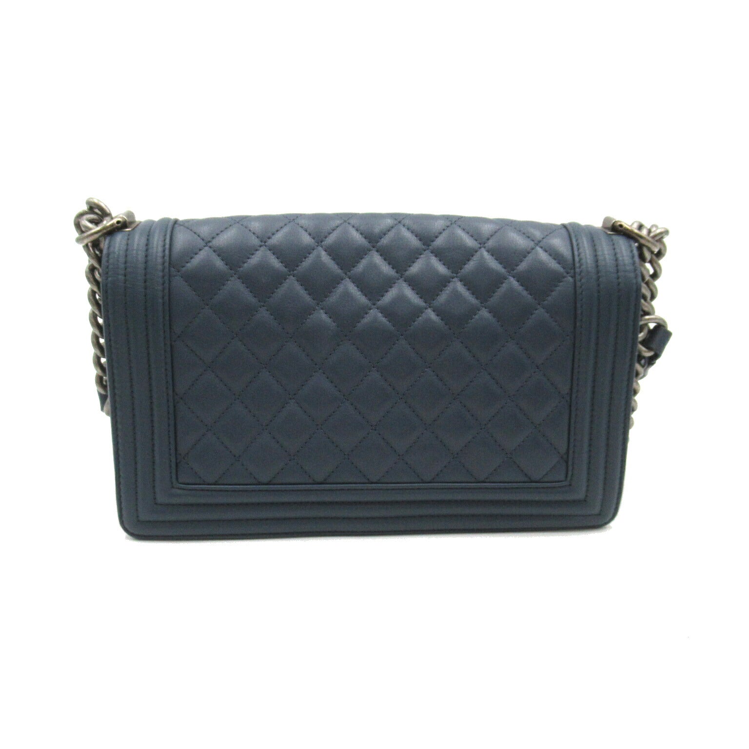 Chanel Boy Chain Shoulder Bag Leather Blue