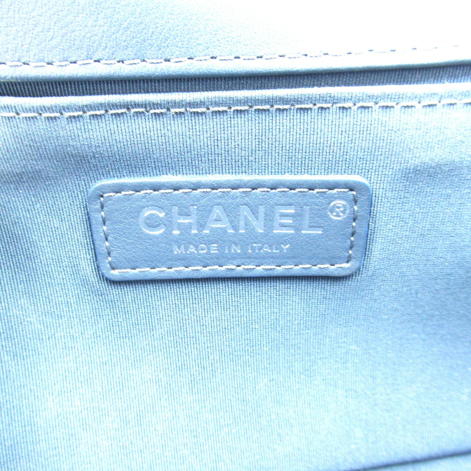 Chanel Boy Chain Shoulder Bag Leather Blue