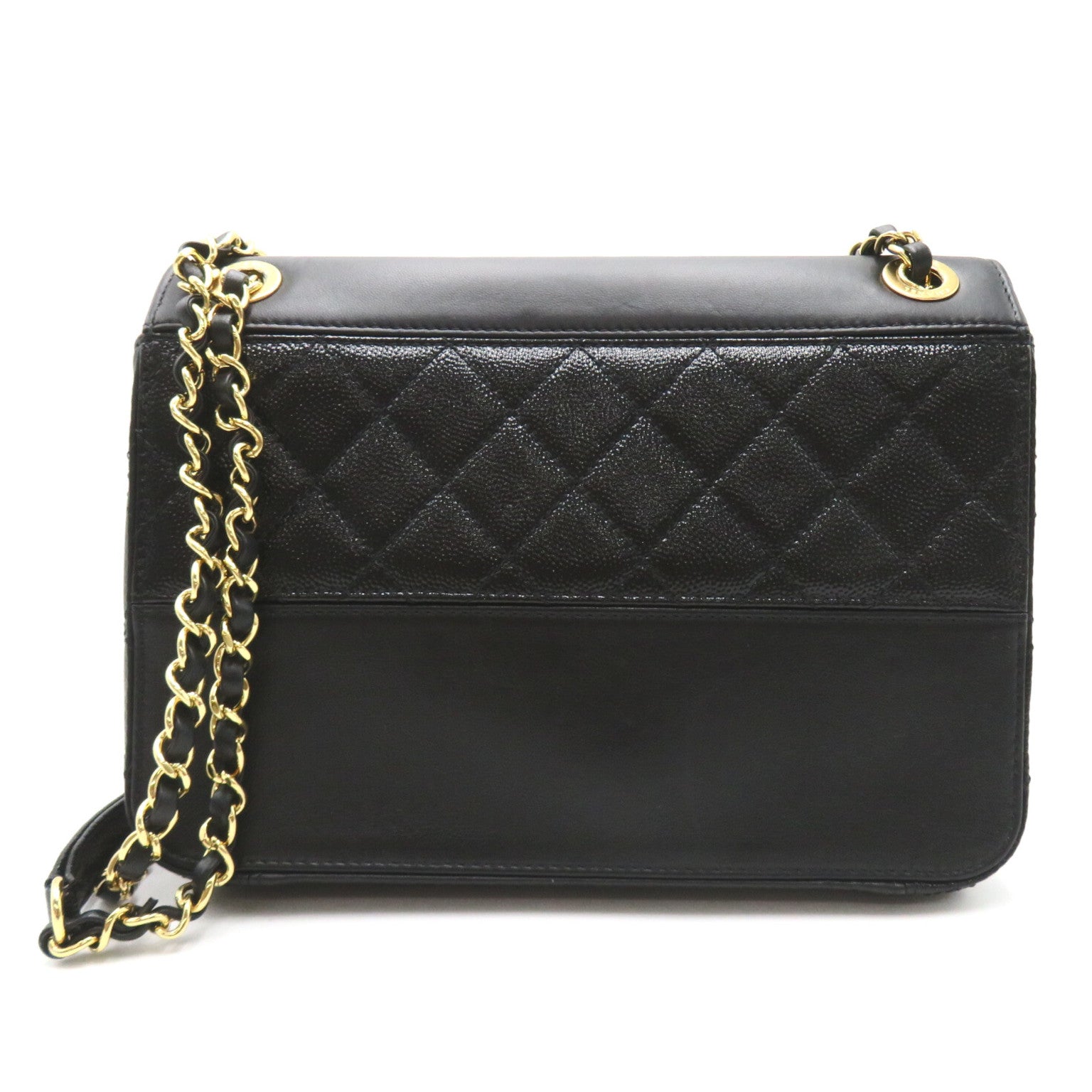 Chanel Chain Shoulder Bag Leather Black AS0949