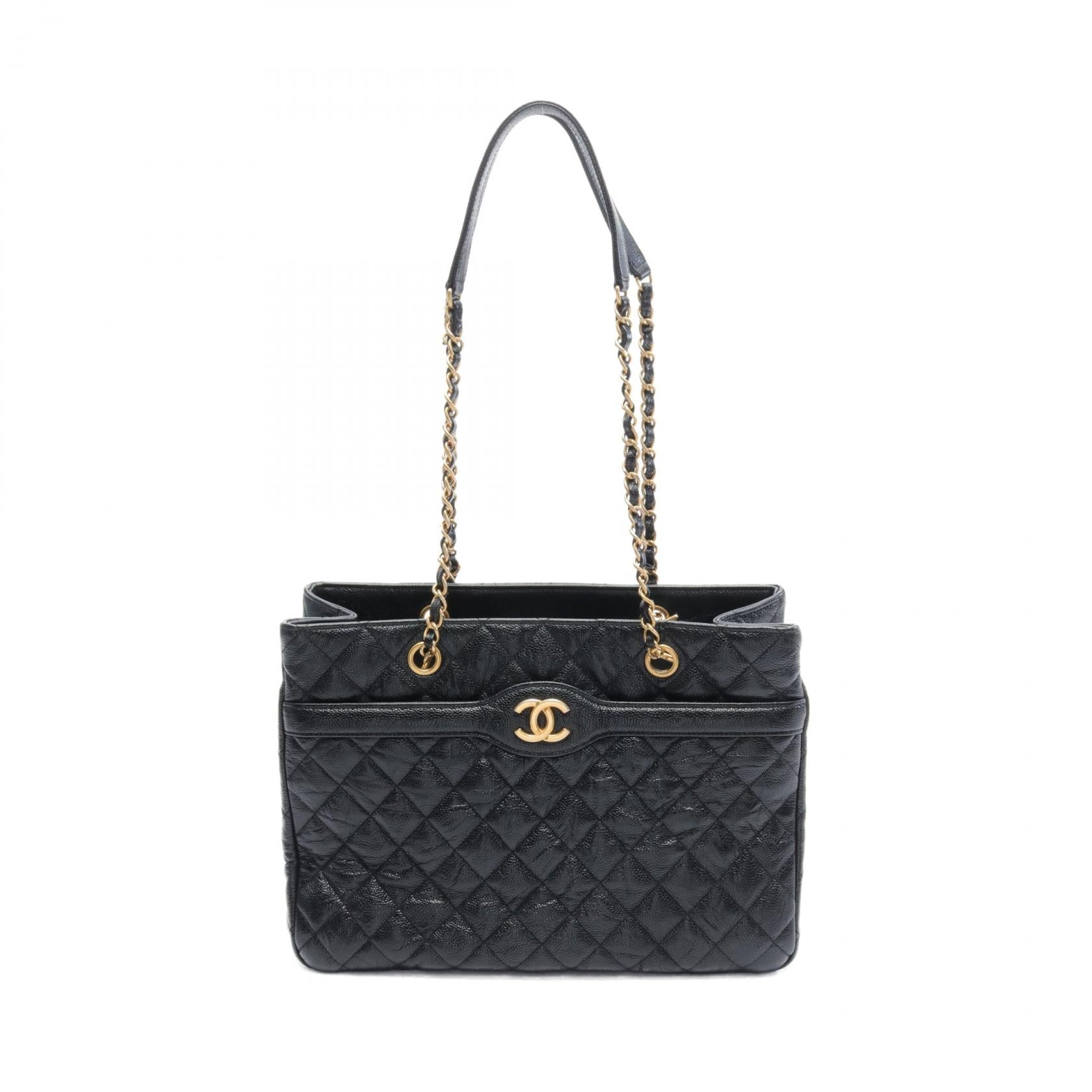 Chanel Quilted Caviar Chain Tote Bag Leather Tote Bag in Very Good Condition