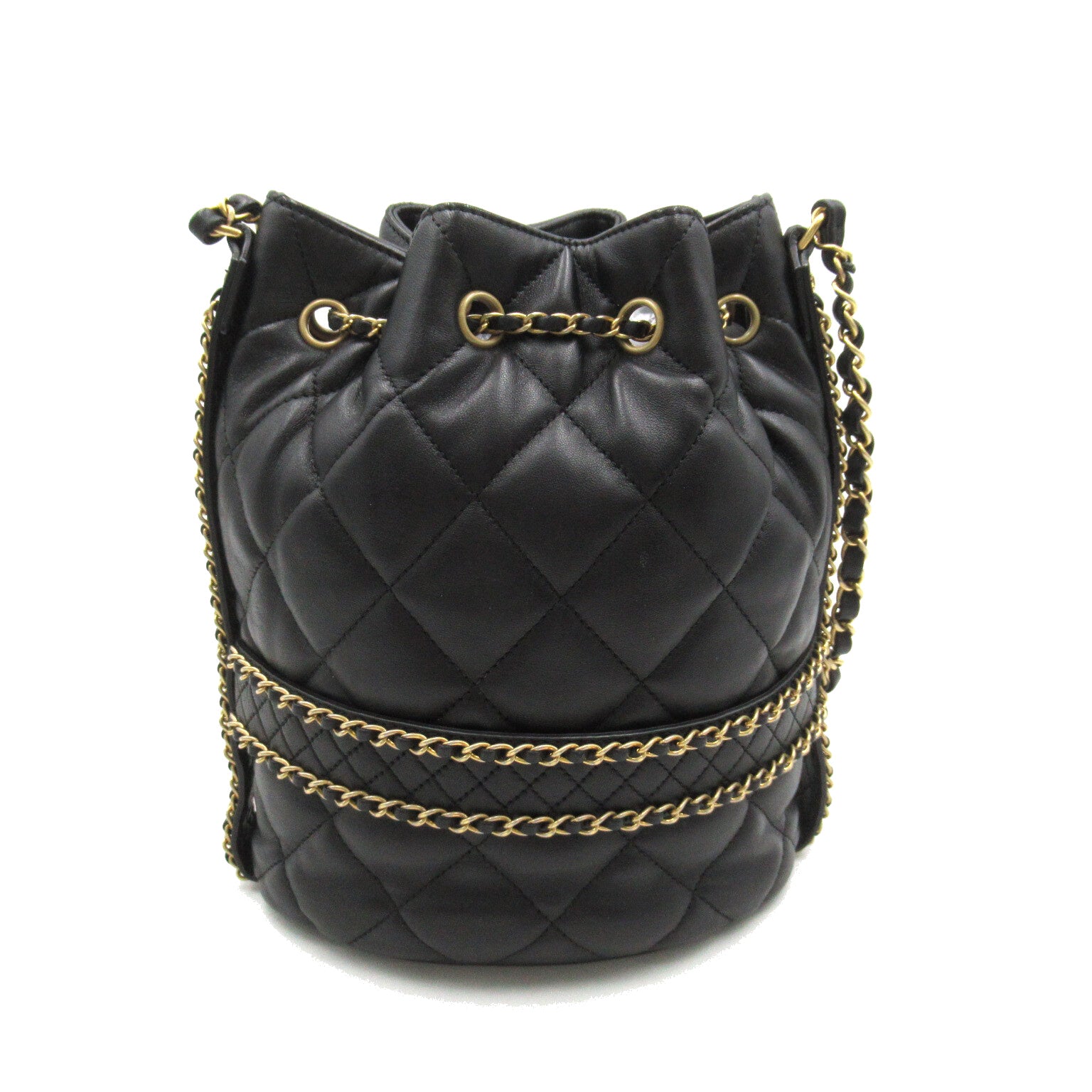 Chanel Quilted Leather Drawsting Crossbody Bag Leather Crossbody Bag AS2252 in Great Condition