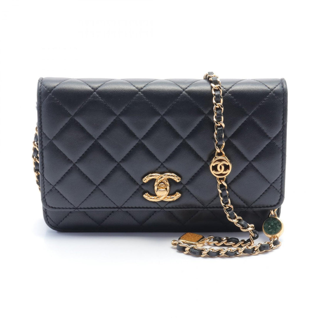 Chanel Lambskin Matelasse Shoulder Bag Black AP3413