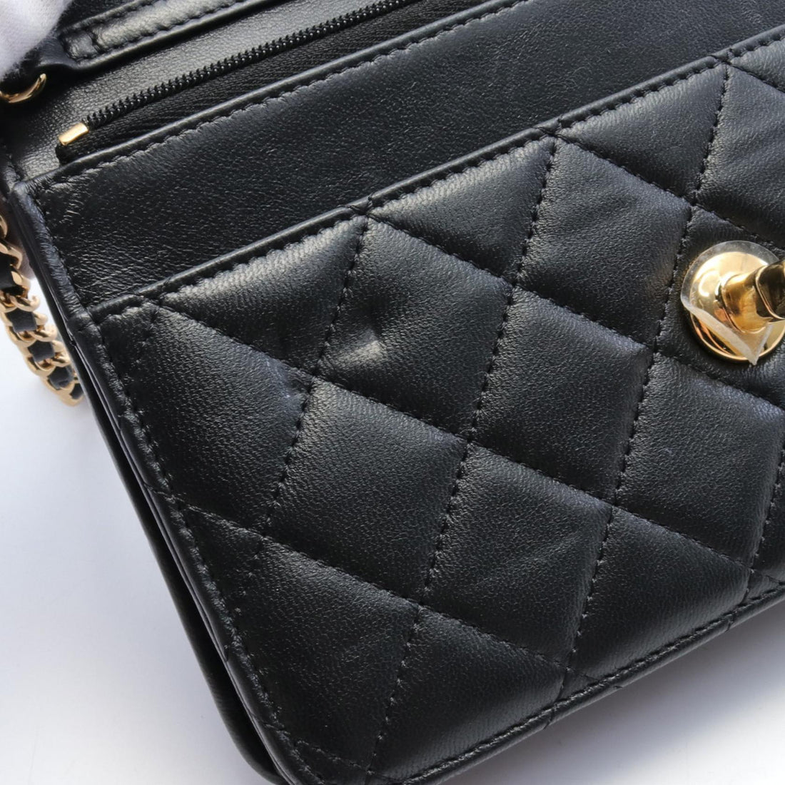 Chanel Lambskin Matelasse Shoulder Bag Black AP3413