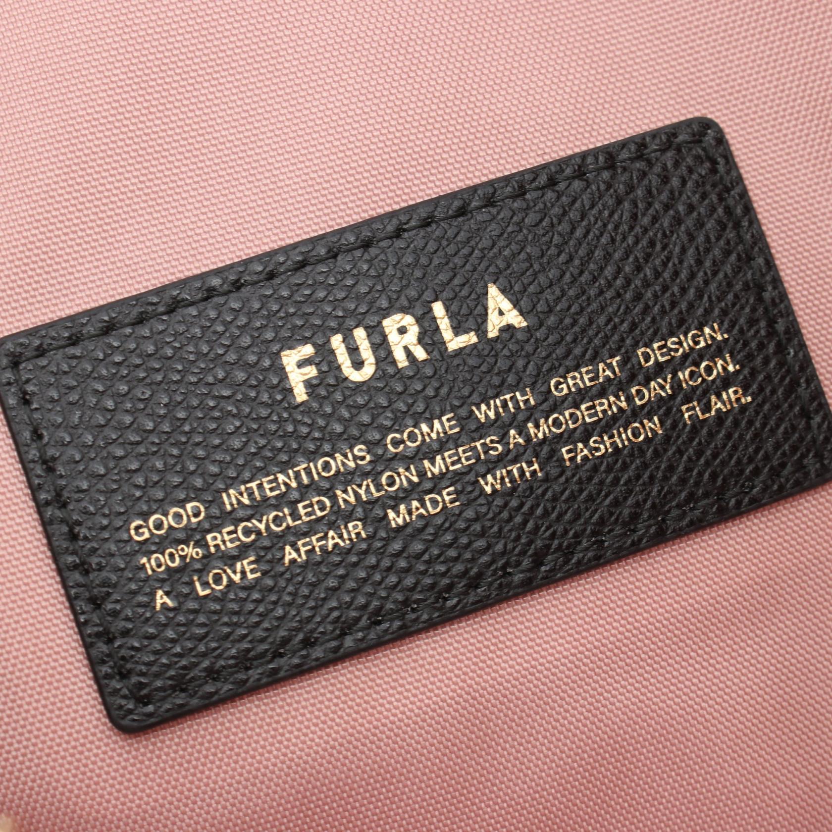 Furla Piuma M Leather Nylon Handbag Beige/Pink