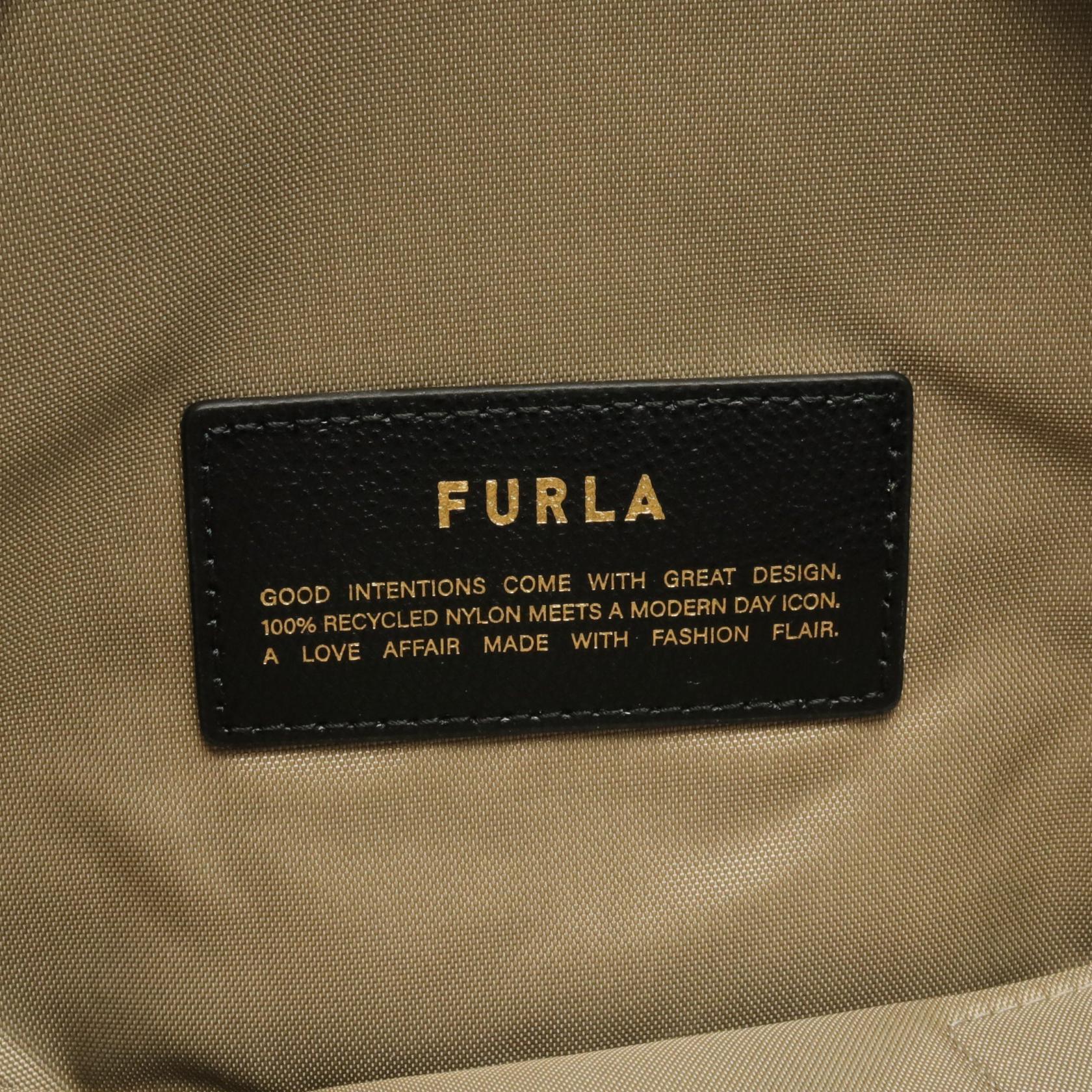 Furla Piuma M Leather Nylon Handbag Black