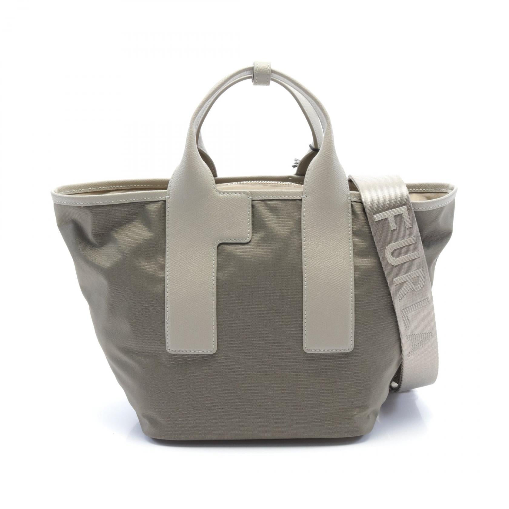 Furla Piuma M Leather Nylon Canvas Handbag