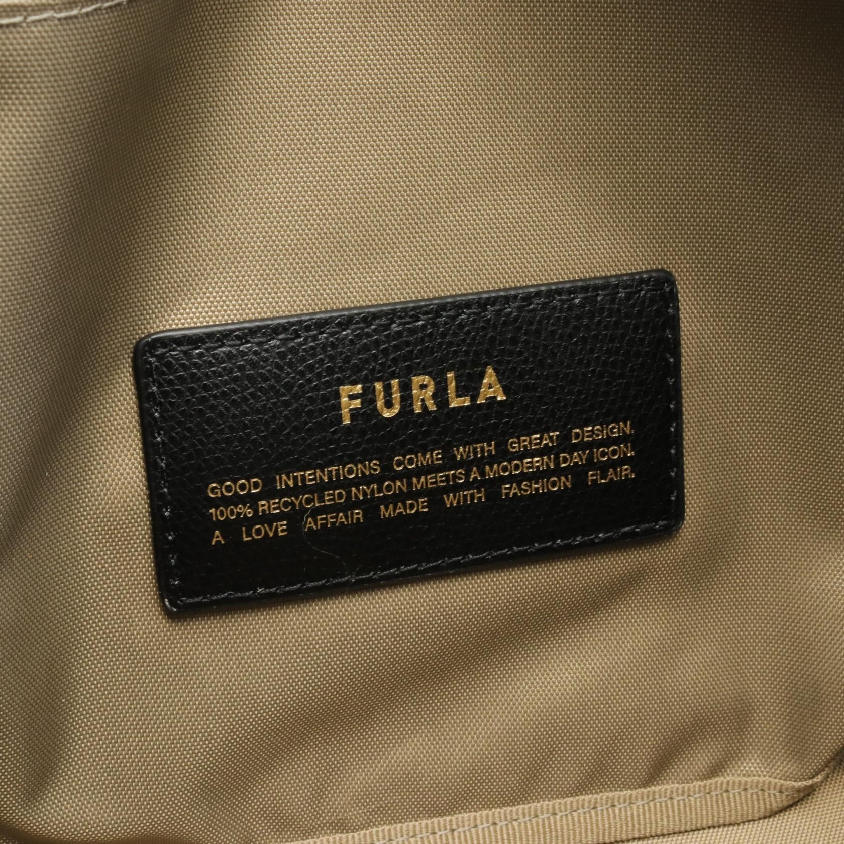 Furla Piuma M Leather Nylon Canvas Handbag