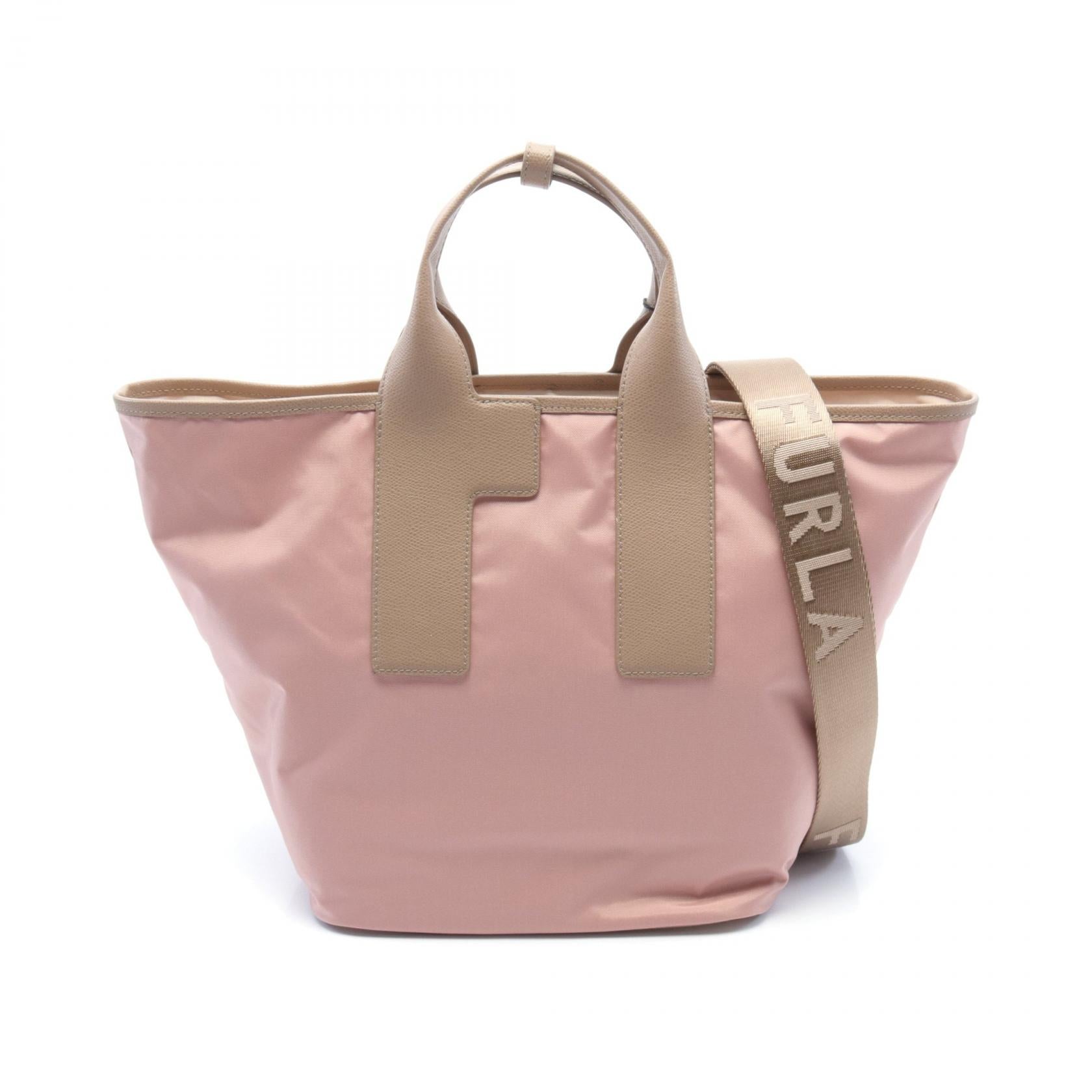 Furla Piuma L Nylon Leather Tote Bag