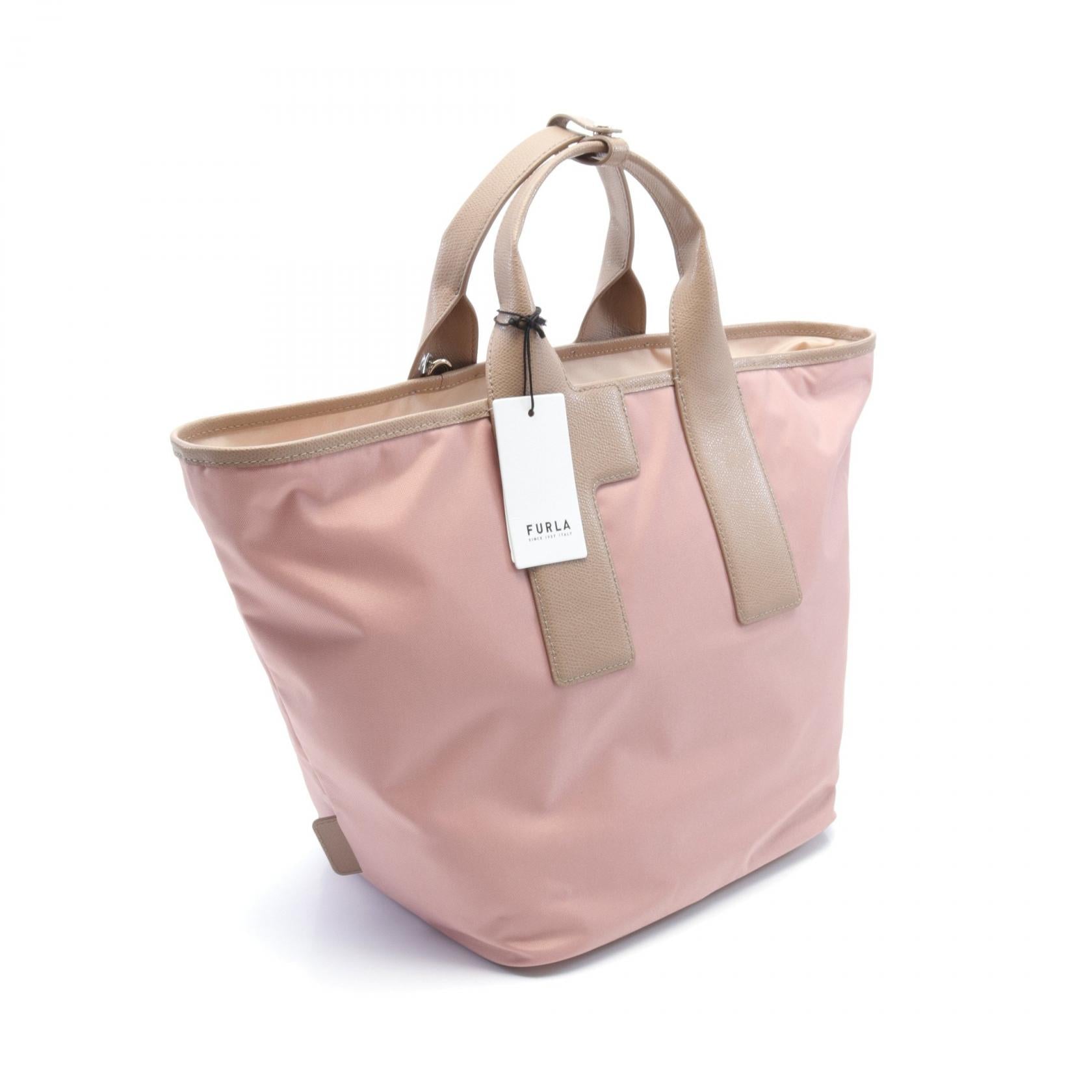 Furla Piuma L Nylon Leather Tote Bag