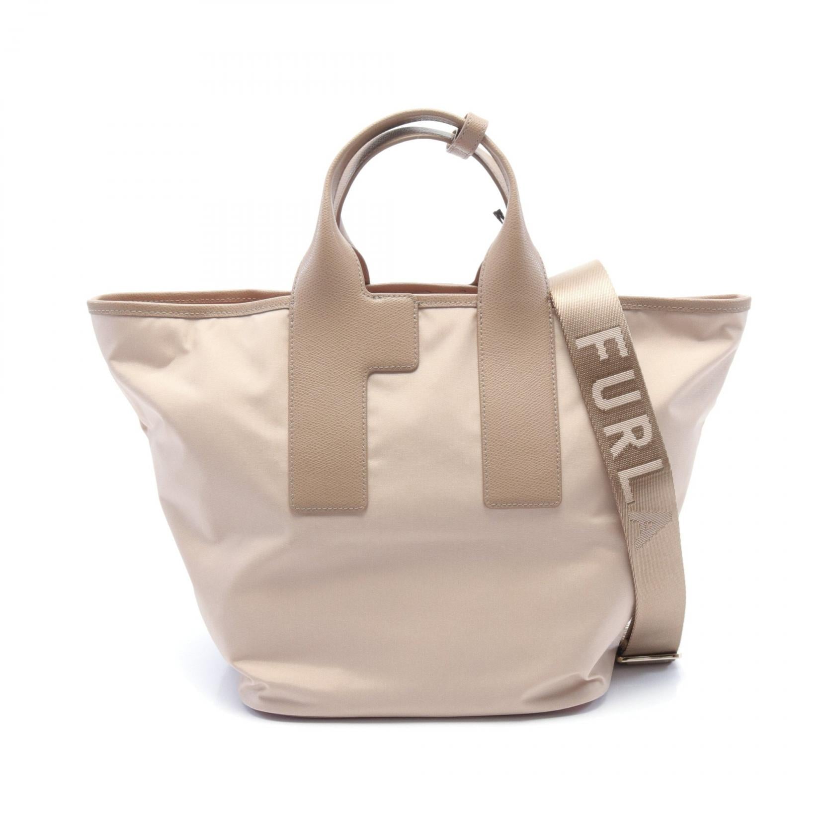 Furla Piuma L Nylon Leather Tote Bag