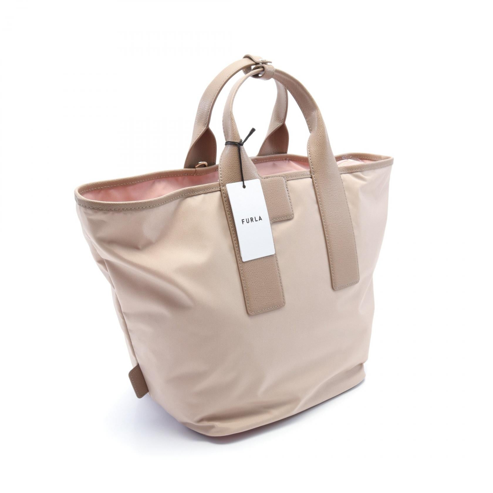 Furla Piuma L Nylon Leather Tote Bag