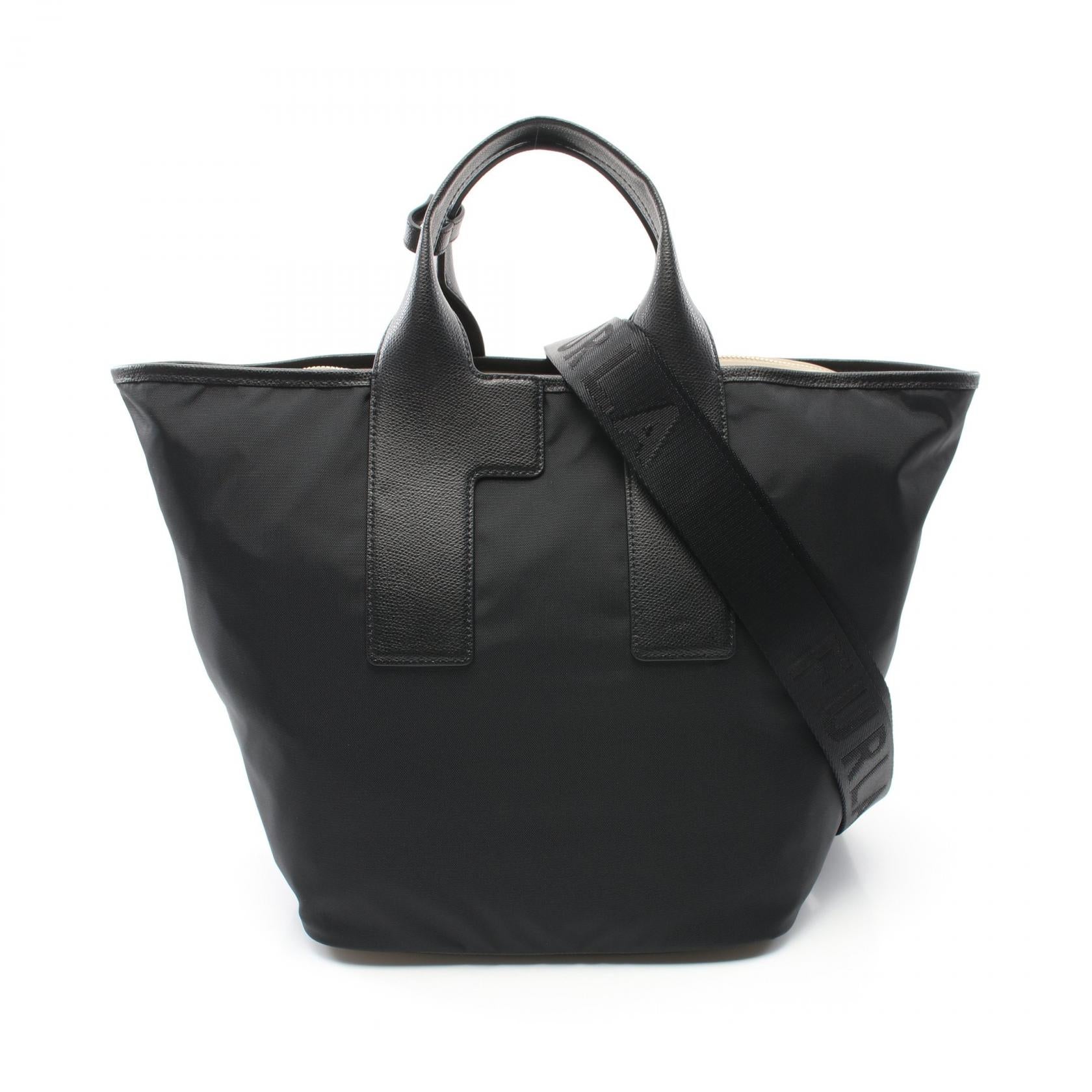 Furla Piuma L Tote Bag Leather Nylon Canvas