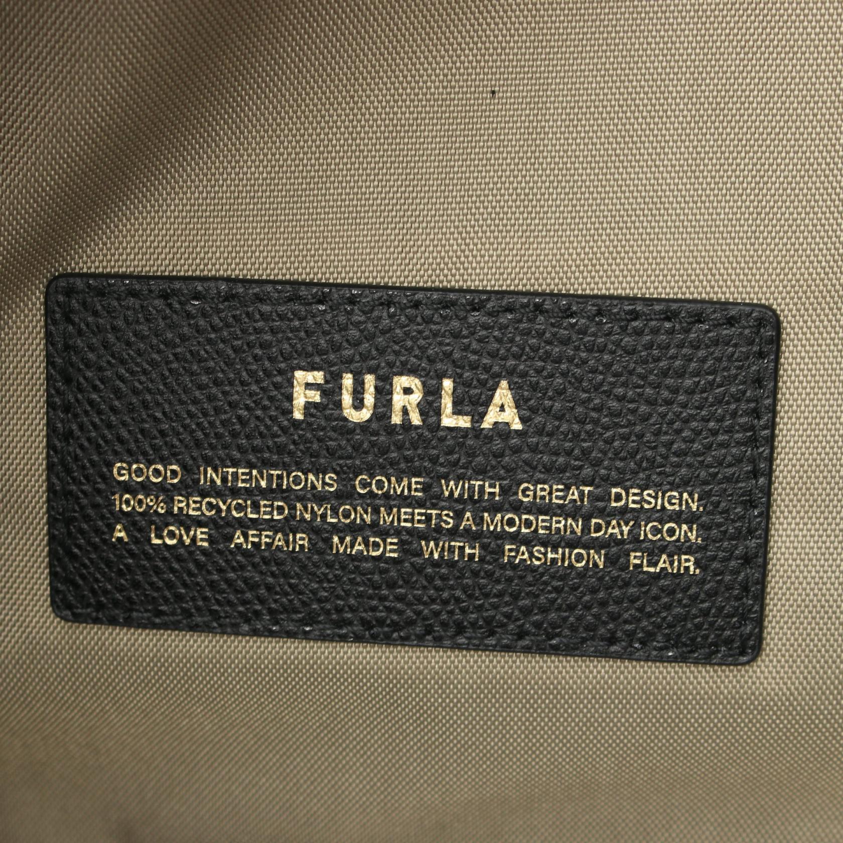 Furla Piuma L Tote Bag Leather Nylon Canvas