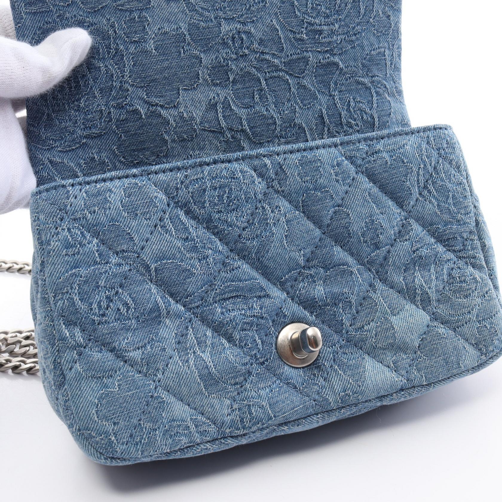 Chanel Mini Square Denim Single Flap Bag Denim Shoulder Bag in Very Good Condition