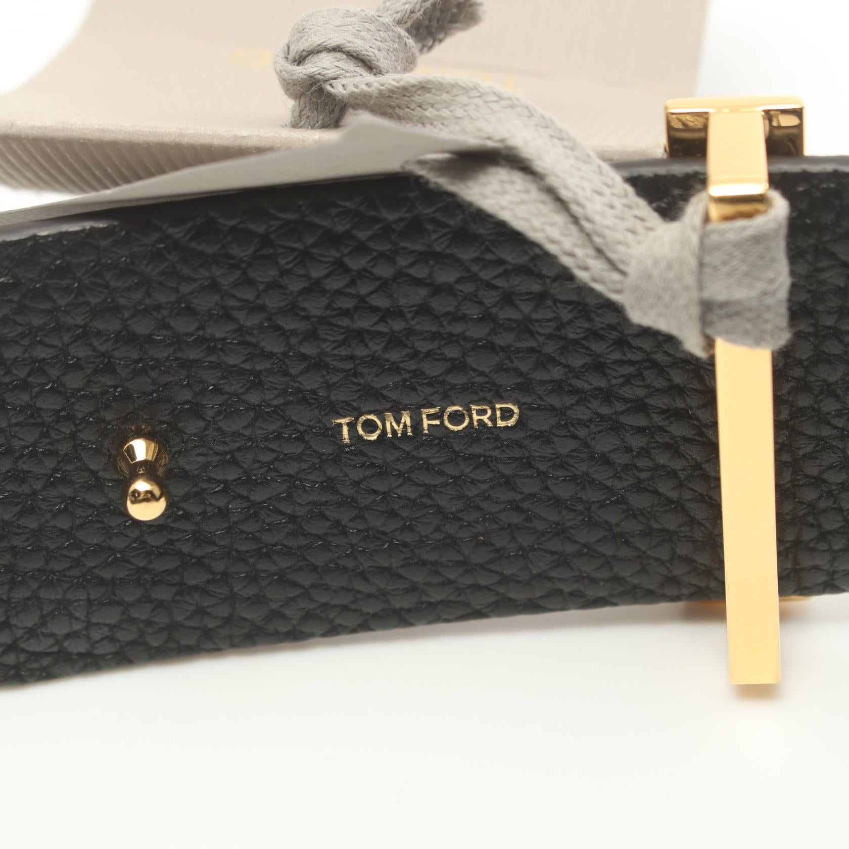 Tom Ford Leather T Logo Belt Brown