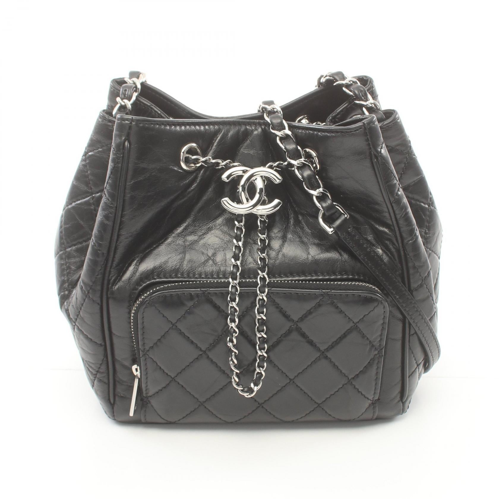 Chanel Leather Matelasse Shoulder Bag Black