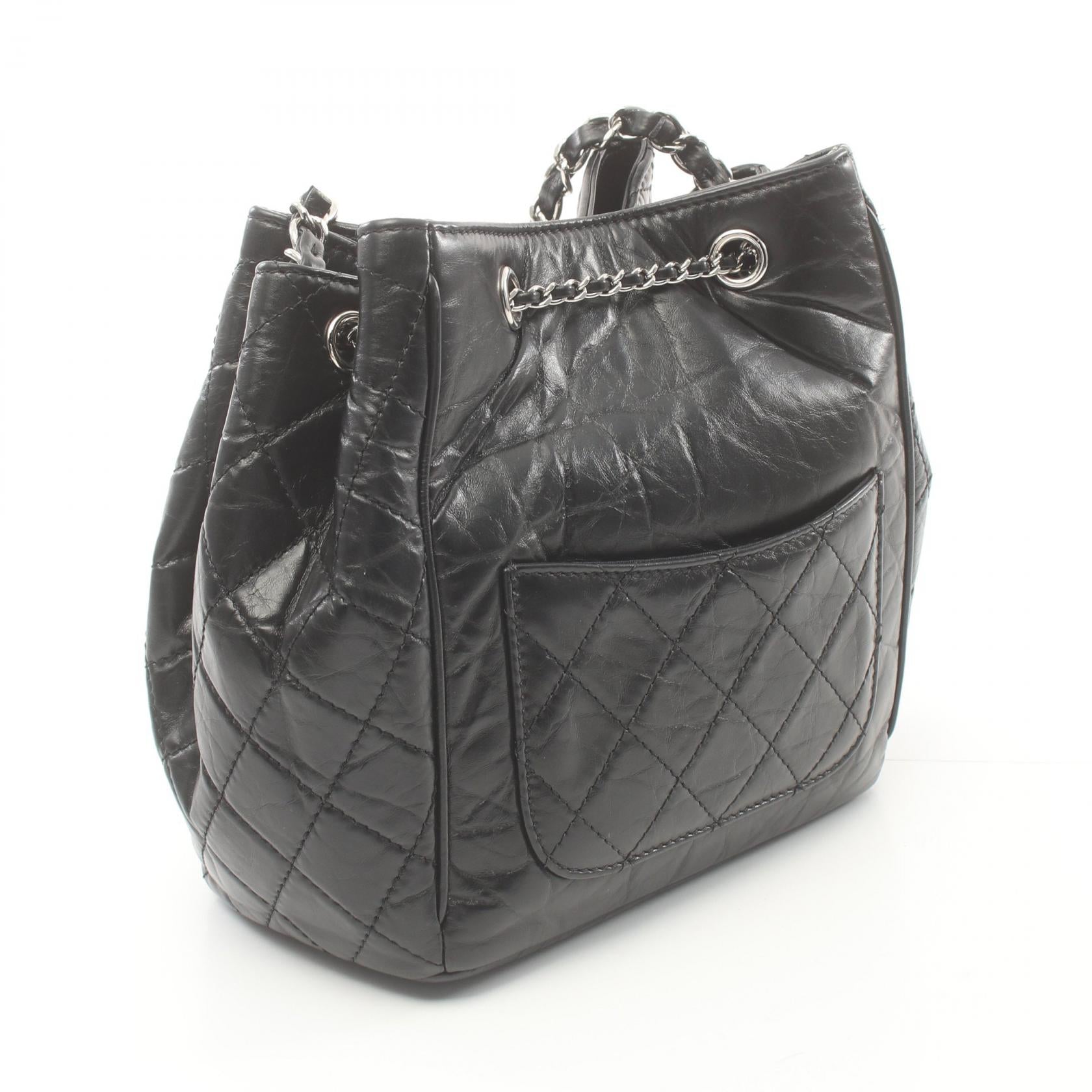 Chanel Leather Matelasse Shoulder Bag Black