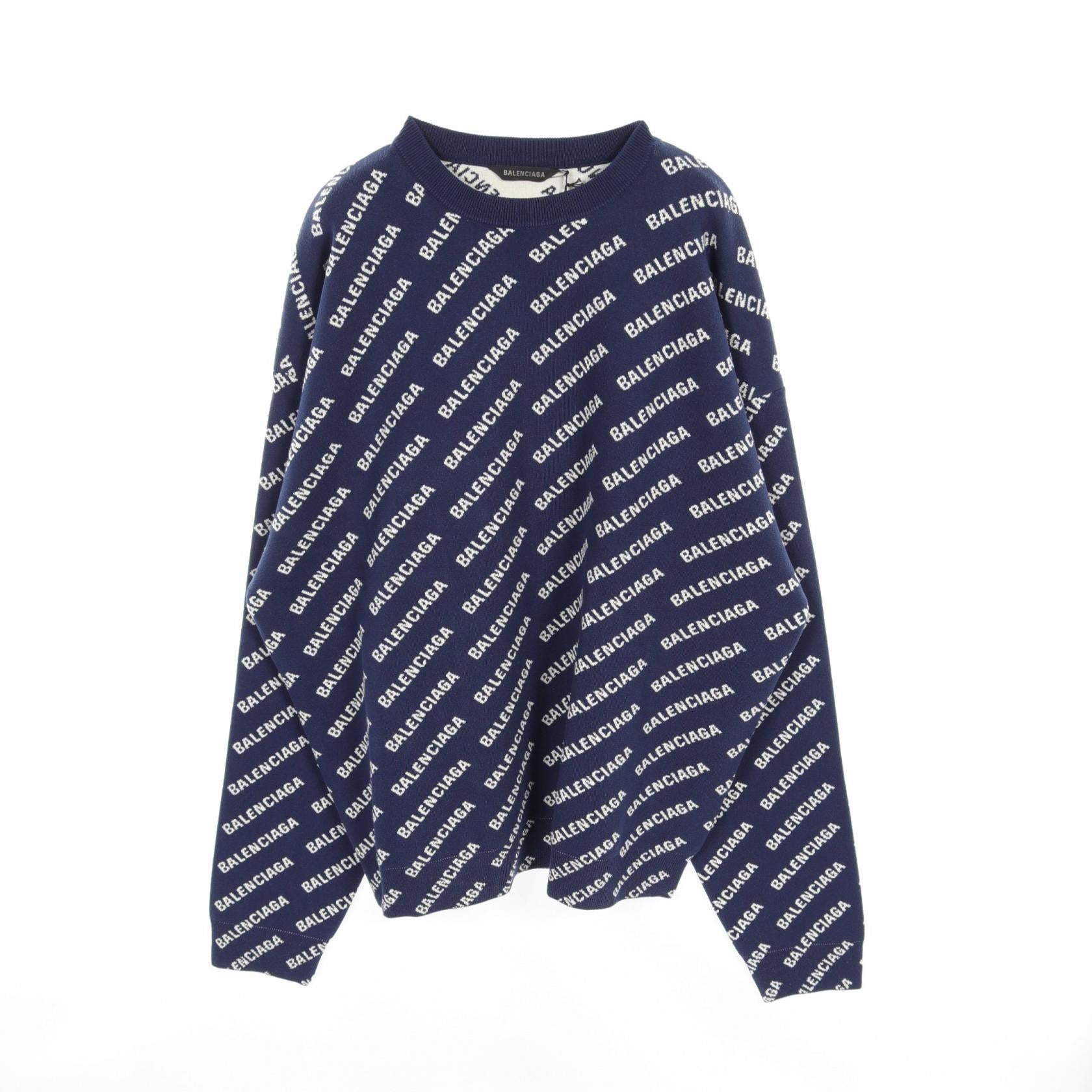 Balenciaga Cotton Wool Sweater Navy/White