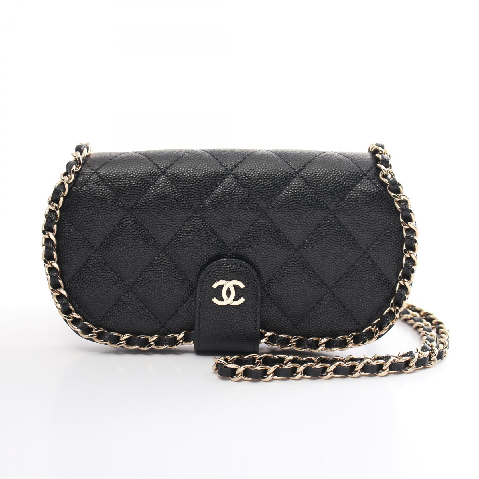 Chanel Caviar Skin Phone Shoulder Bag Black