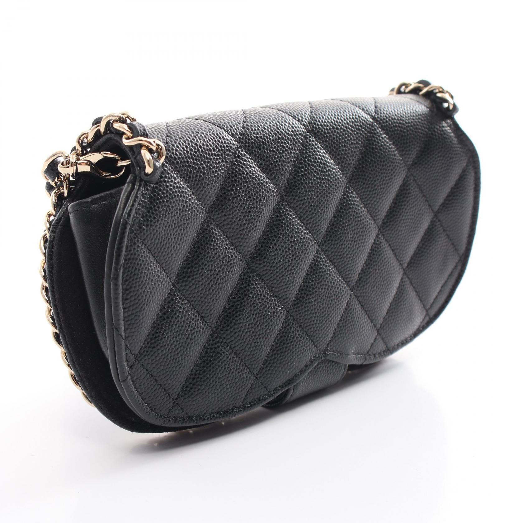 Chanel Caviar Skin Phone Shoulder Bag Black