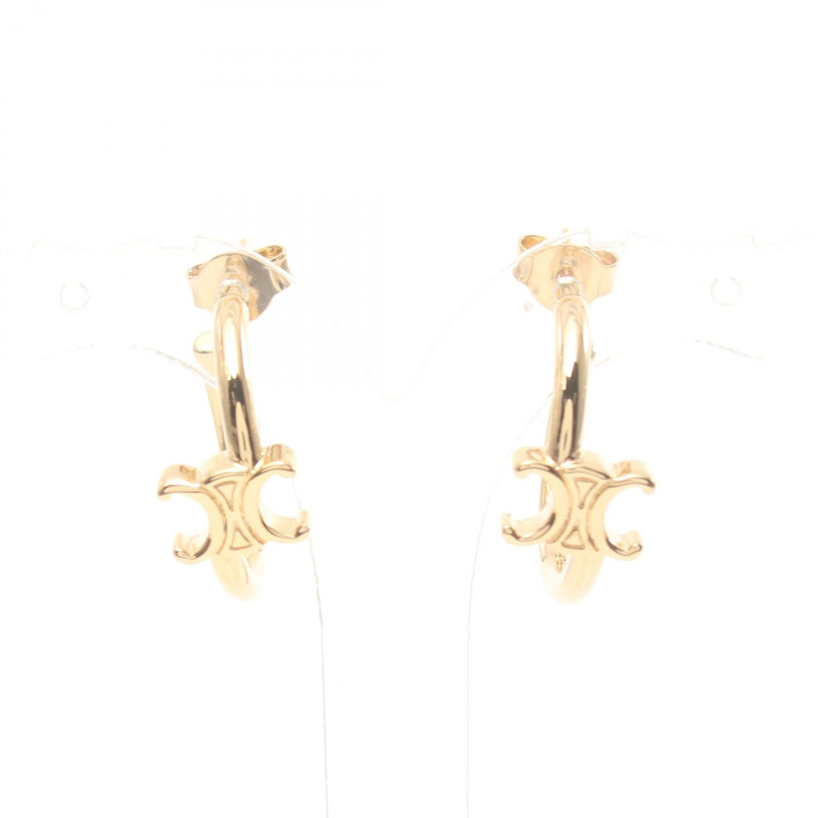 Celine Gold Plated Asymmetric Hoop Earrings