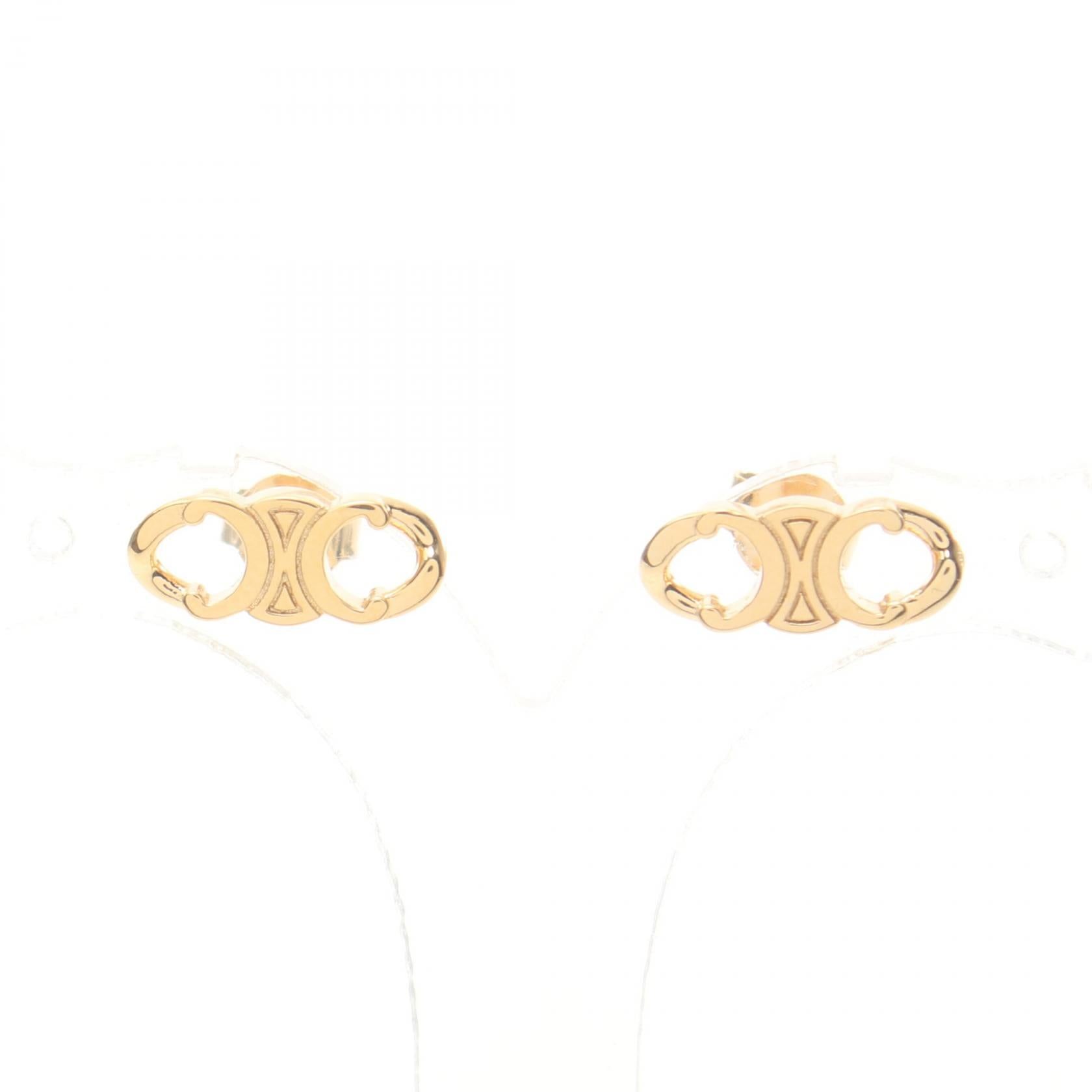 Celine Gold Plated Triomphe Stud Earrings