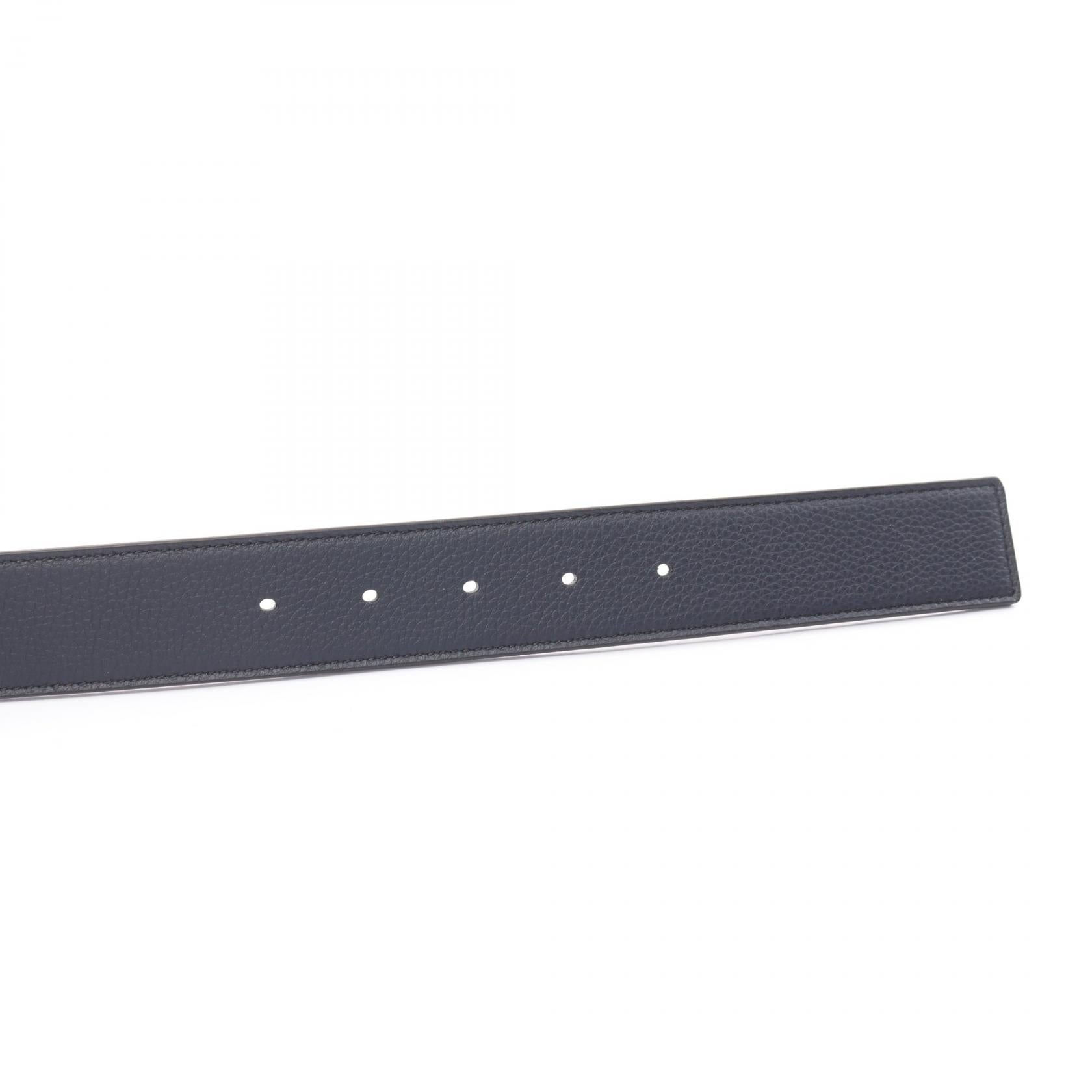 Dior Leather Logo Belt Navy/Black